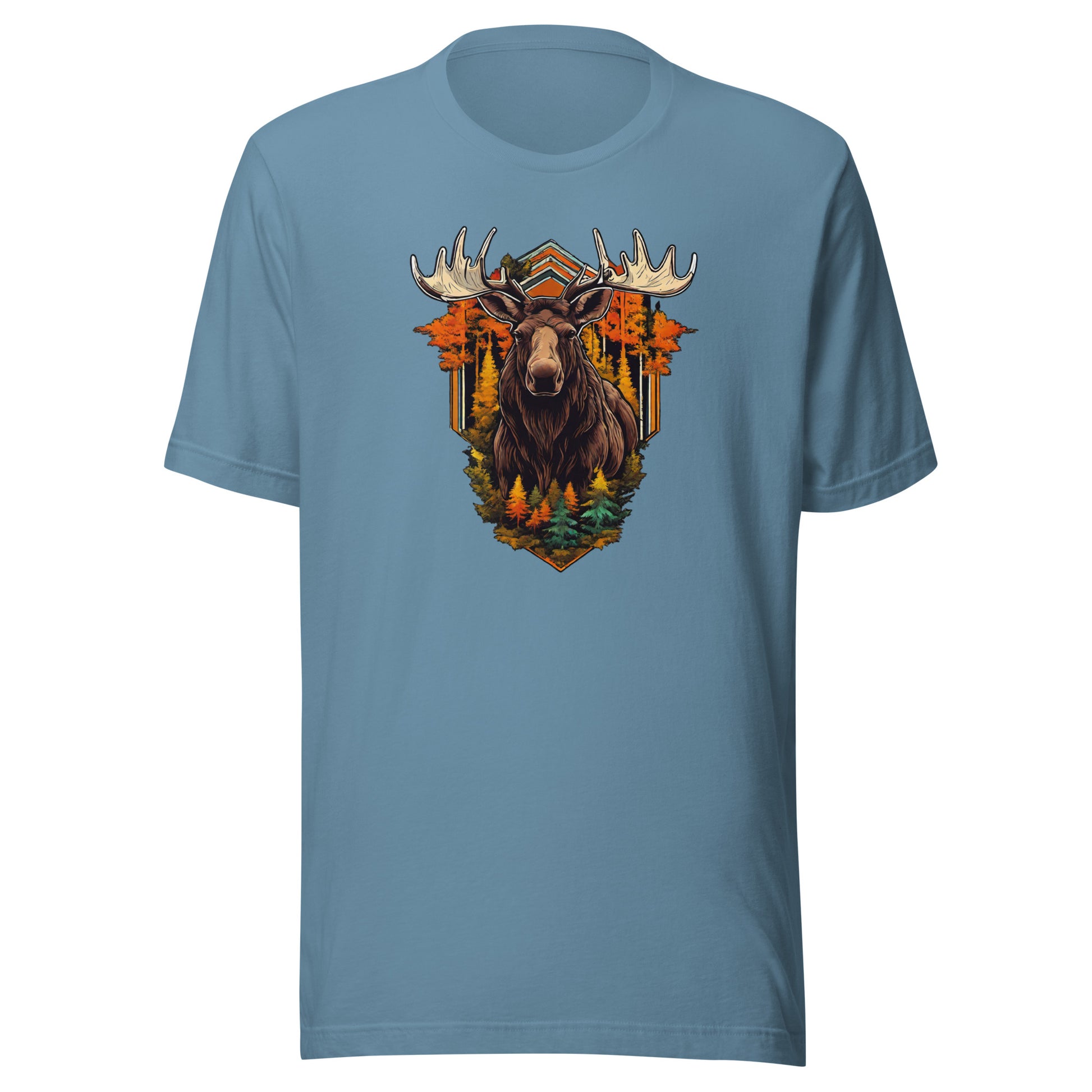 Moose & Forest Emblem Men's T-Shirt Steel Blue