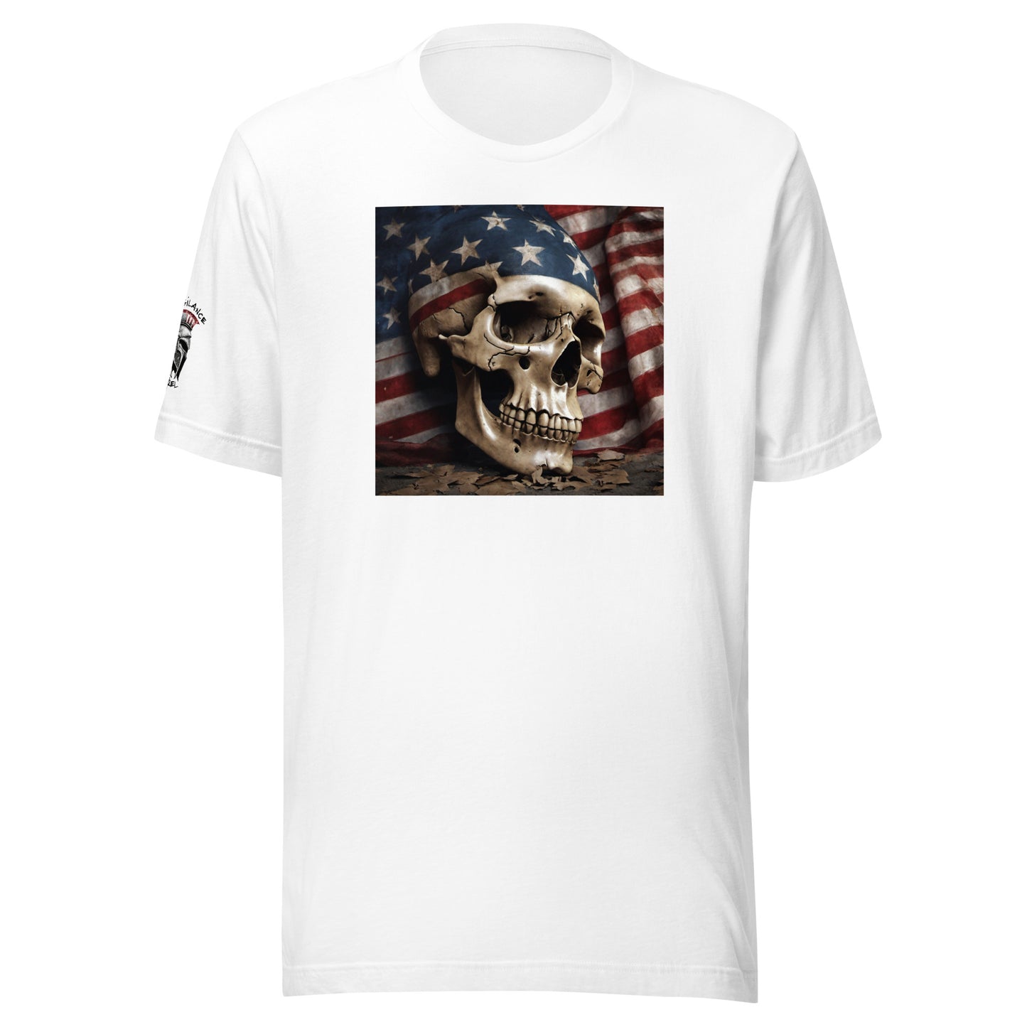 Skull and Flag Print Classic T-shirt White