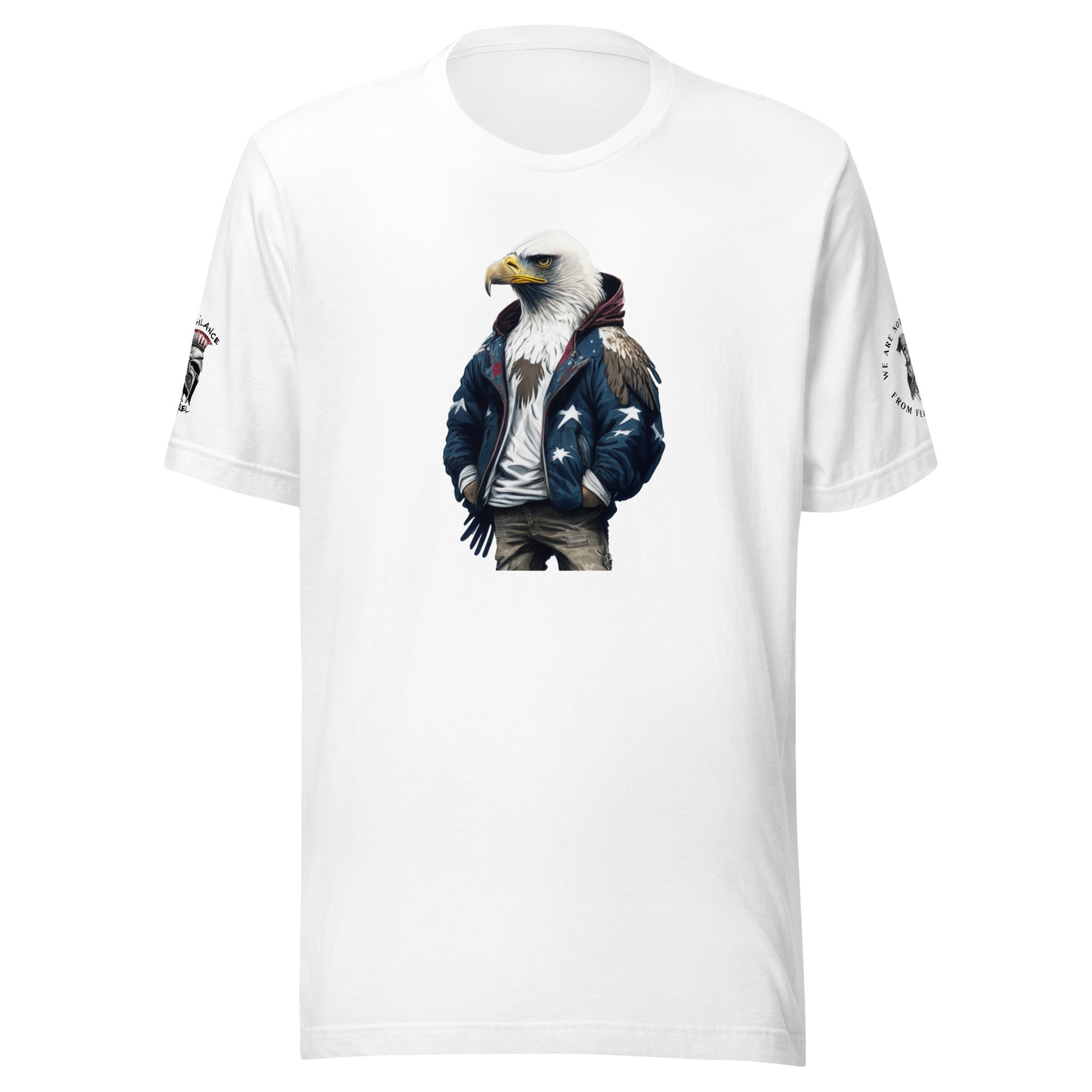 American Patriot Bald Eagle Limited T-Shirt (logo & minuteman sleeve) White