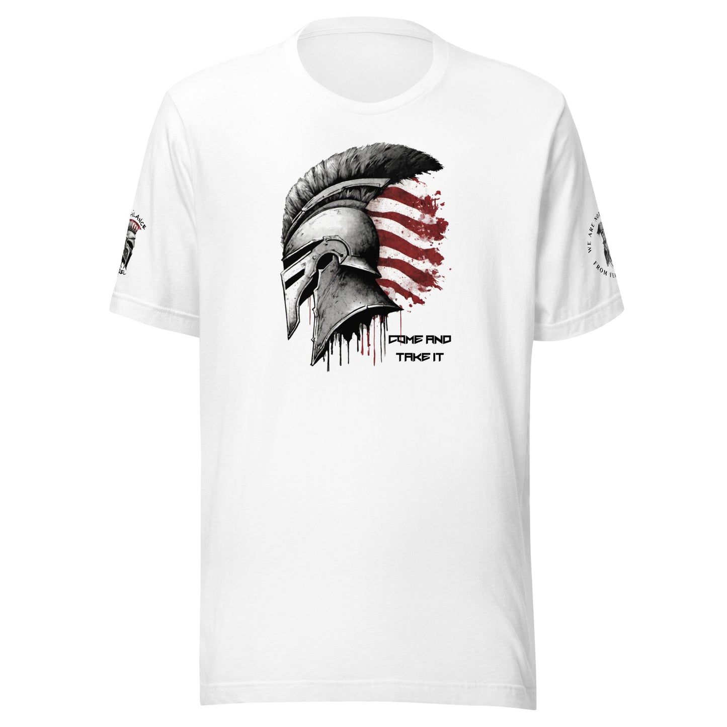 Come and Take It Spartan (logo and minuteman sleeve) Limited Men's T-Shirt White
