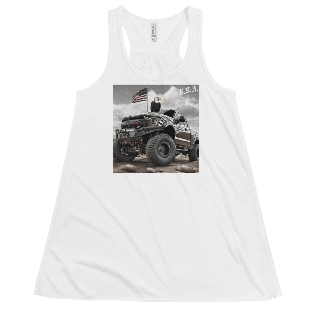 U.S.A Proud Women's Flowy Racerback Tank White