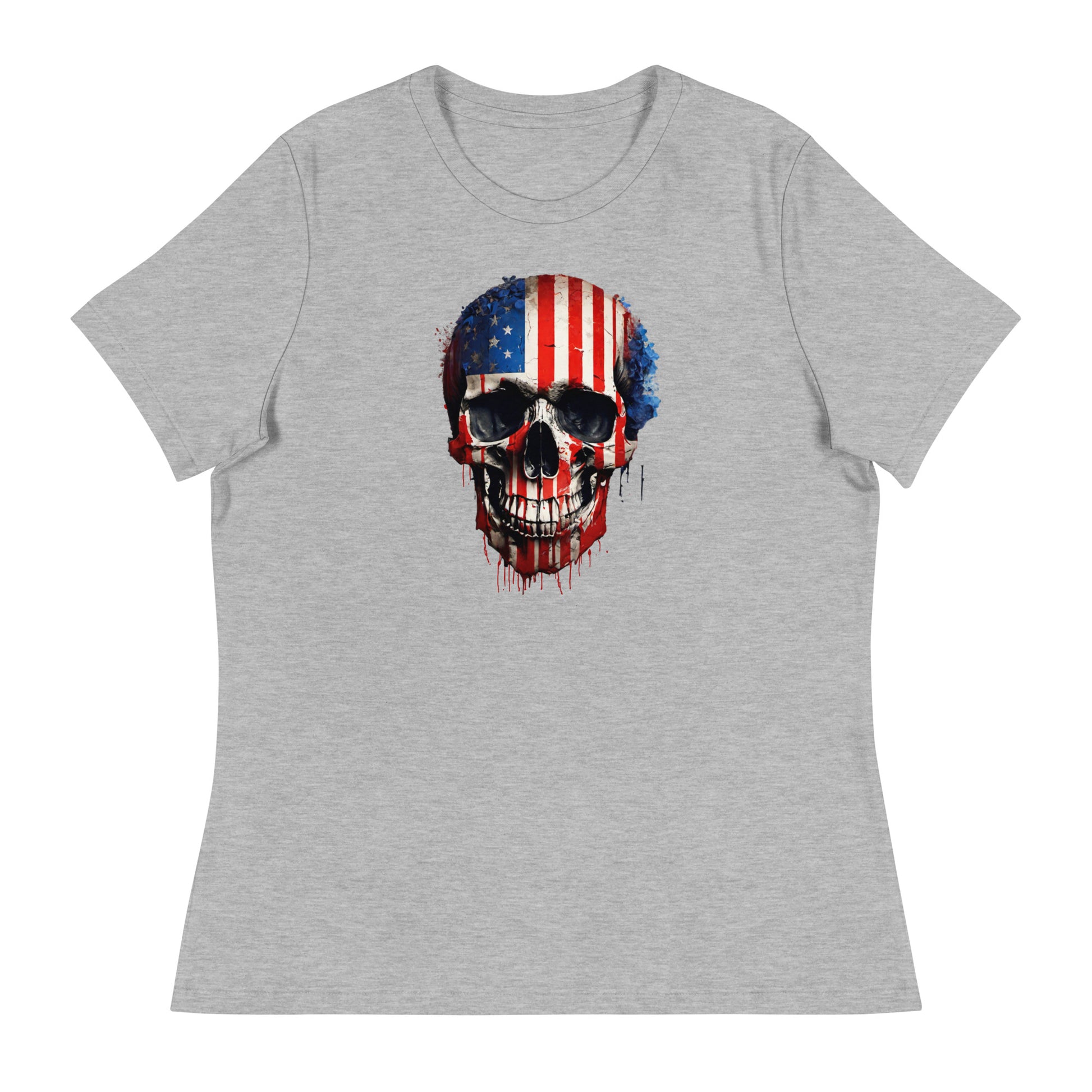 Red, White, & Blue Skull Women's T-Shirt Athletic Heather