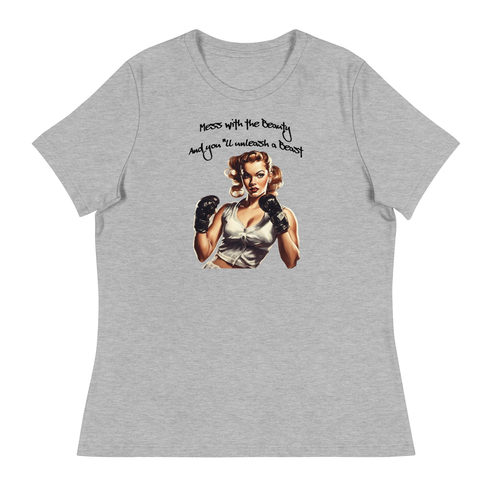 Mess with the Beauty, Unleash the Beast Women's Strength T-Shirt Athletic Heather
