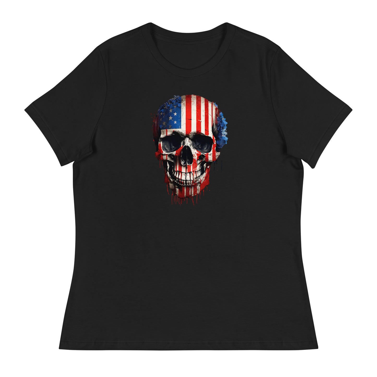 Red, White, & Blue Skull Women's T-Shirt Black