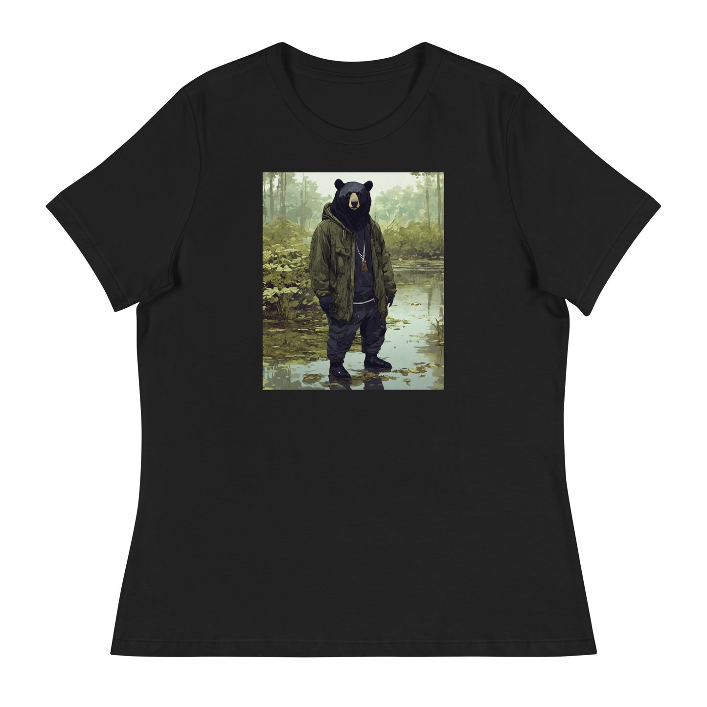Stoic Black Bear Women's Graphic T-Shirt Black