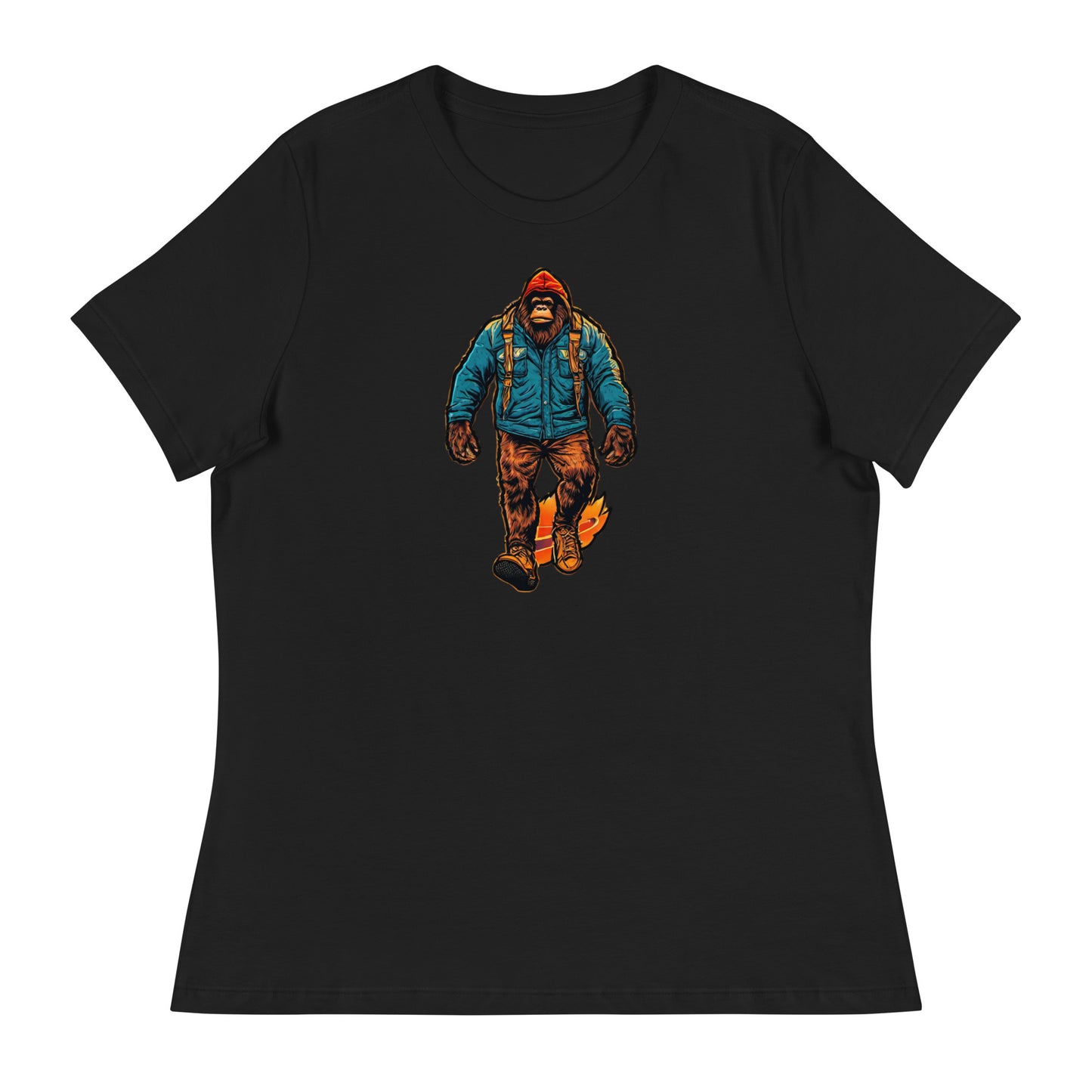 Bigfoot on a Hike Women's Graphic T-Shirt Black