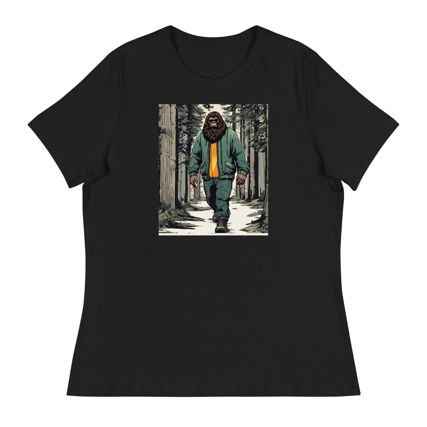 Sasquatch Encounter Women's Graphic T-Shirt Black
