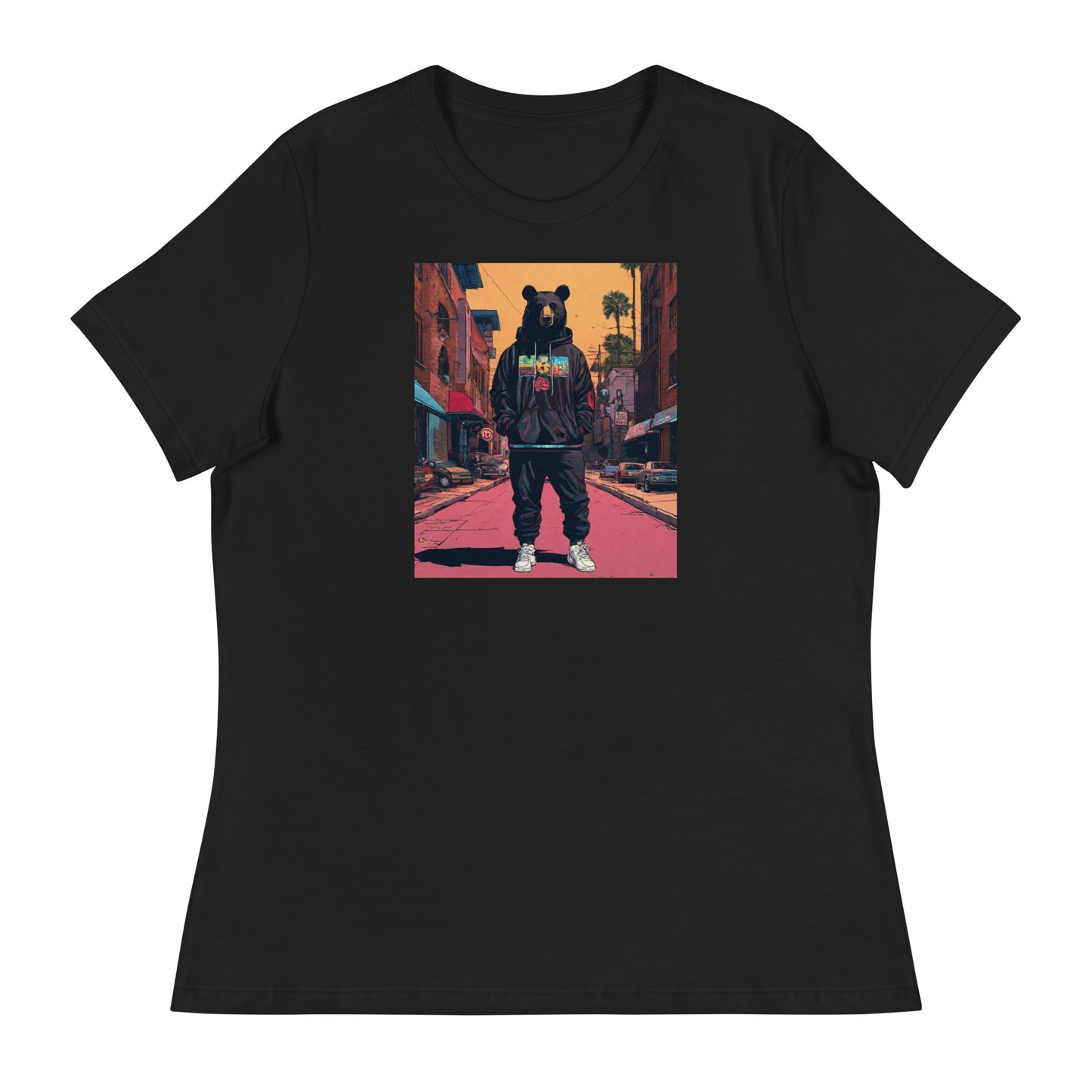 Urban Bear Women's Graphic T-Shirt Black