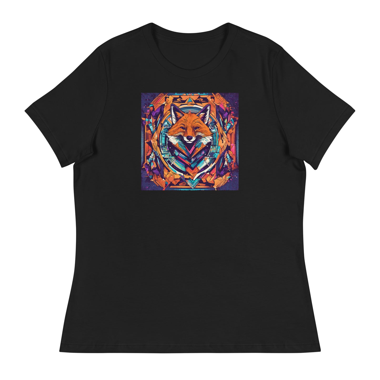 Colorful Fox Women's T-Shirt Black