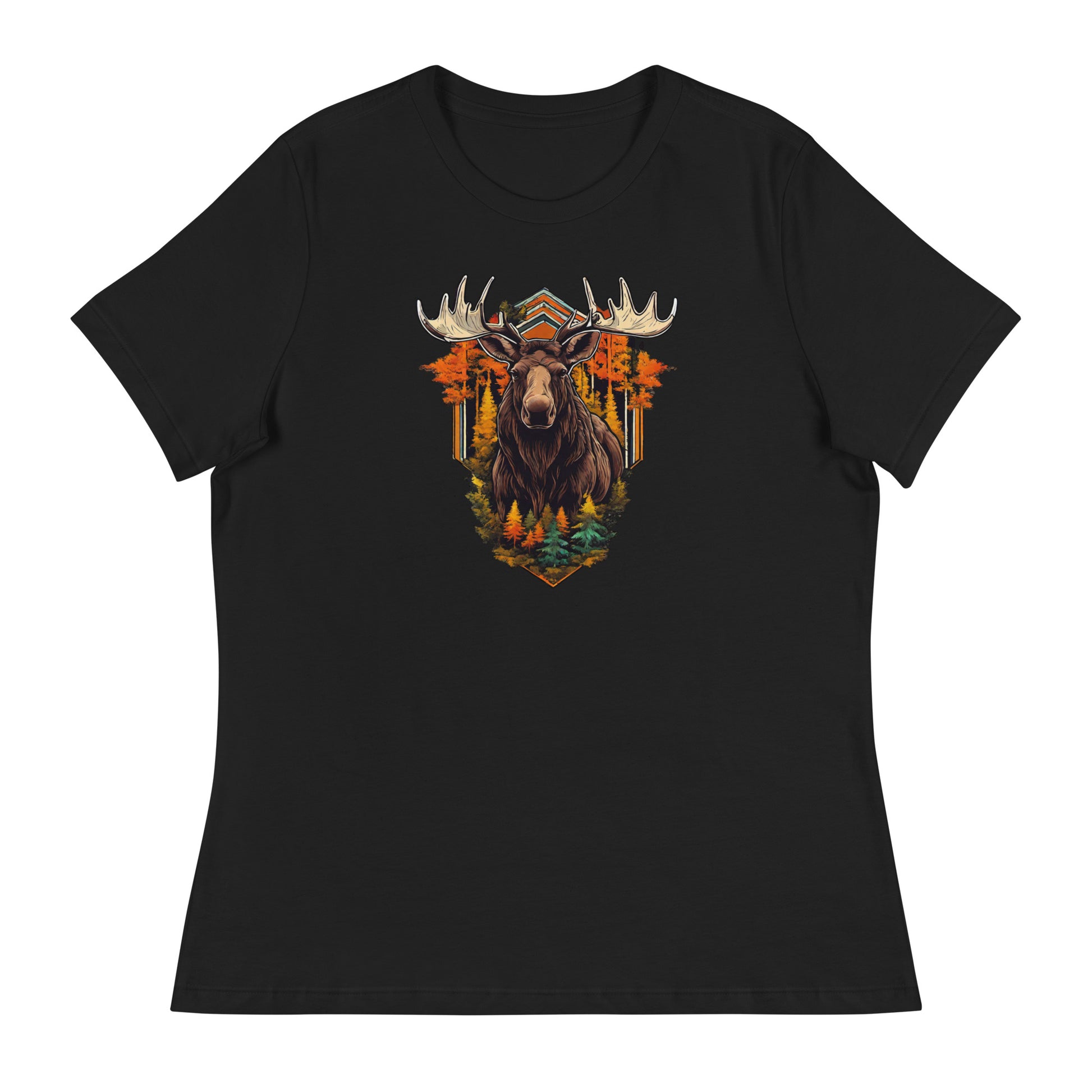 Moose & Forest Emblem Women's T-Shirt Black