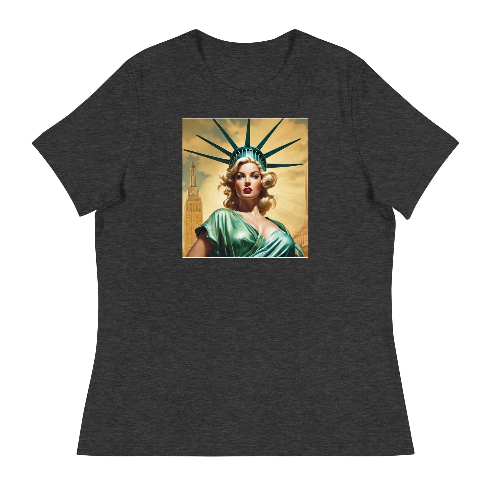 Beautiful Lady Liberty Women's T-Shirt Dark Grey Heather