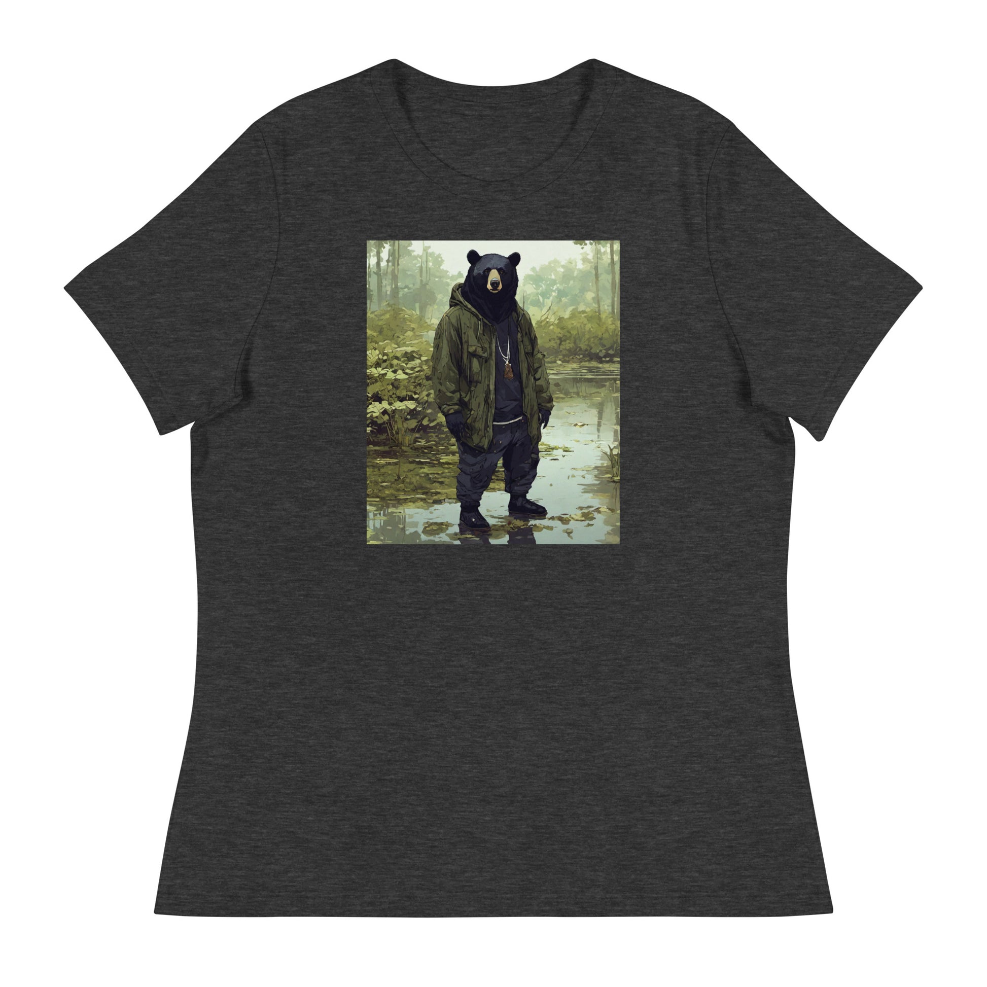 Stoic Black Bear Women's Graphic T-Shirt Dark Grey Heather