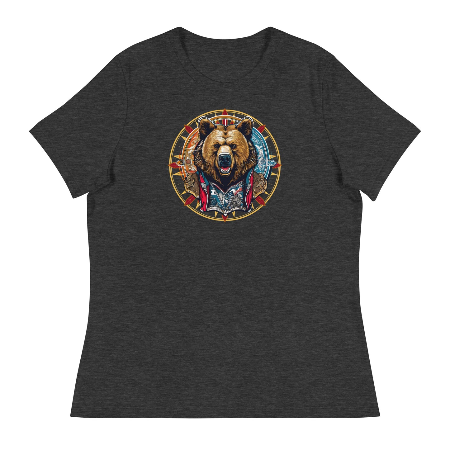 Bear Emblem Women's Graphic T-Shirt Dark Grey Heather