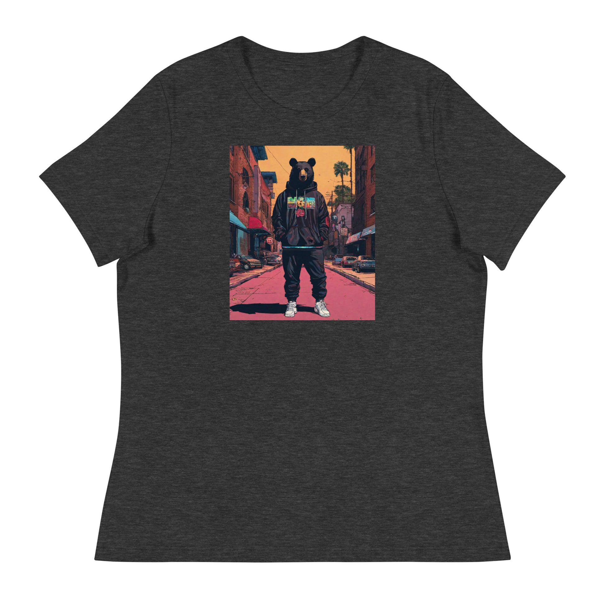 Urban Bear Women's Graphic T-Shirt Dark Grey Heather
