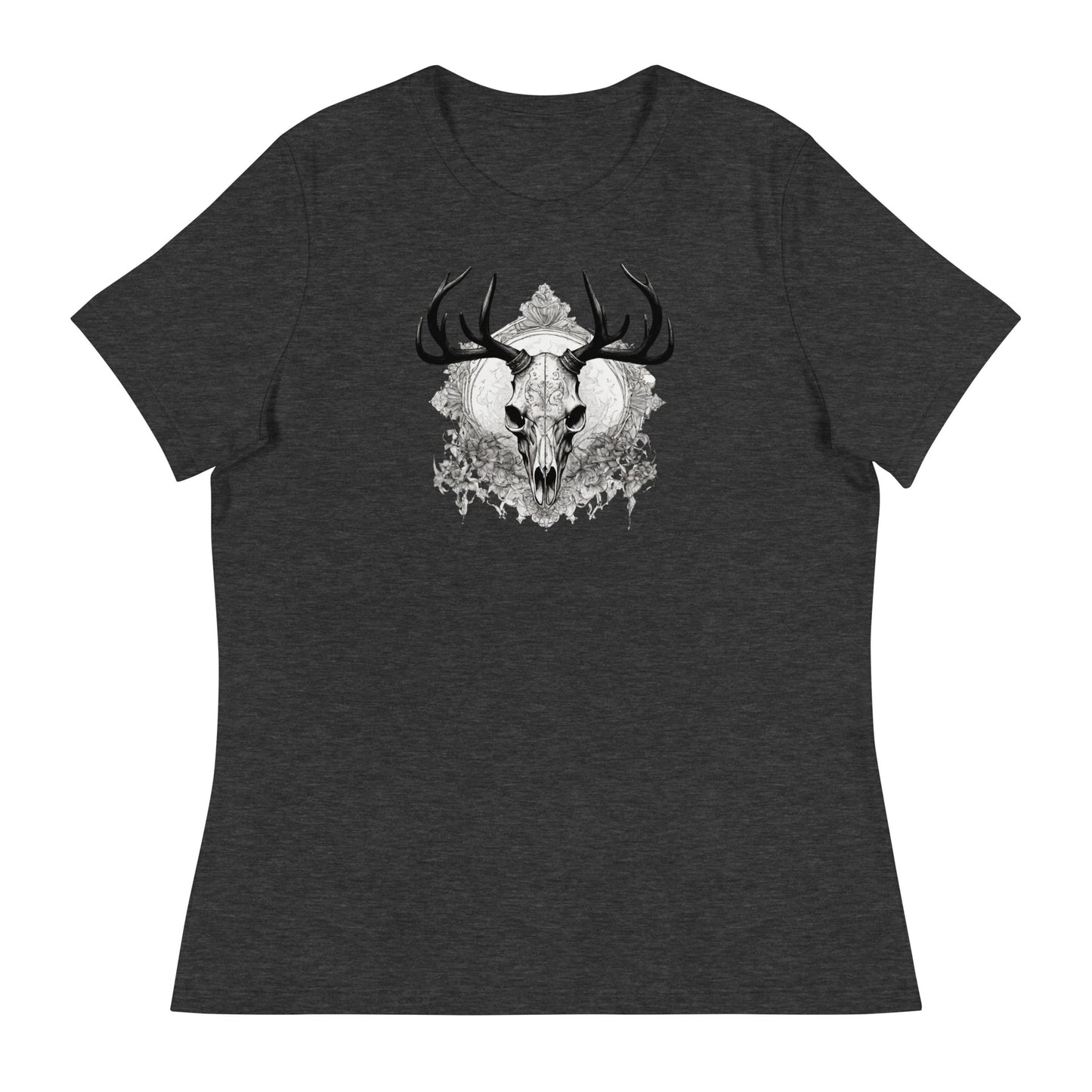Decorative Deer Skull Women's T-Shirt Dark Grey Heather