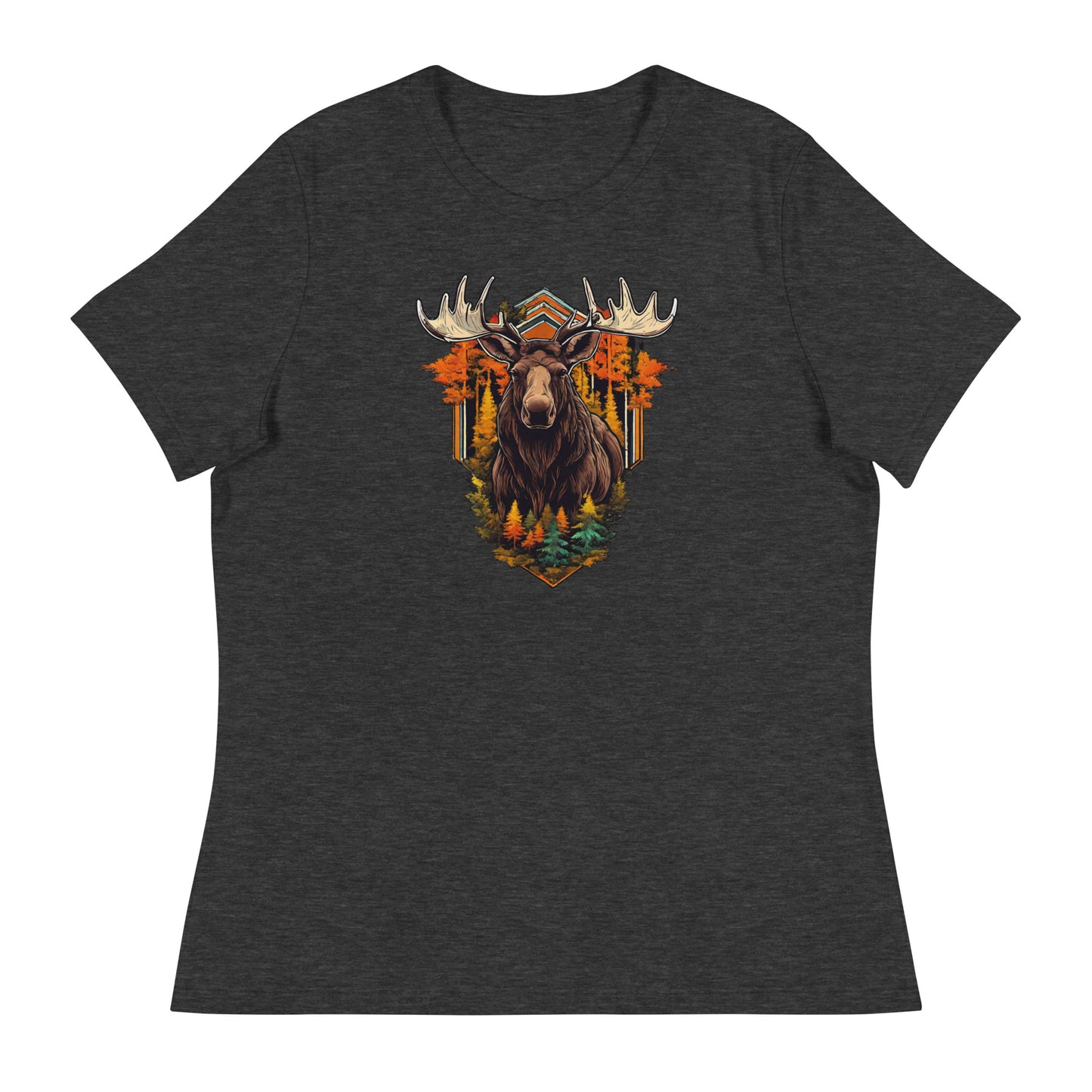 Moose & Forest Emblem Women's T-Shirt Dark Grey Heather