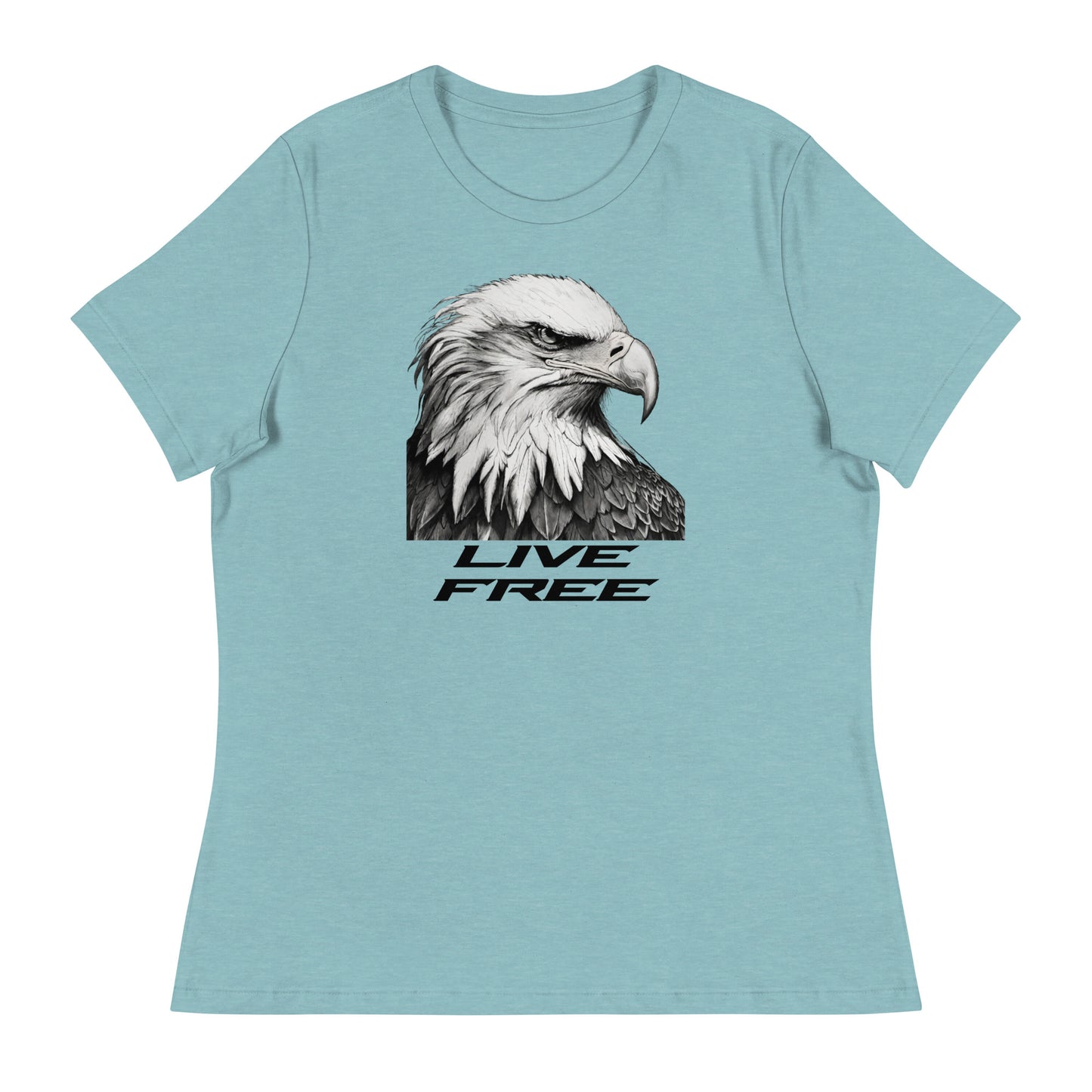 Live Free Women's T-Shirt Heather Blue Lagoon