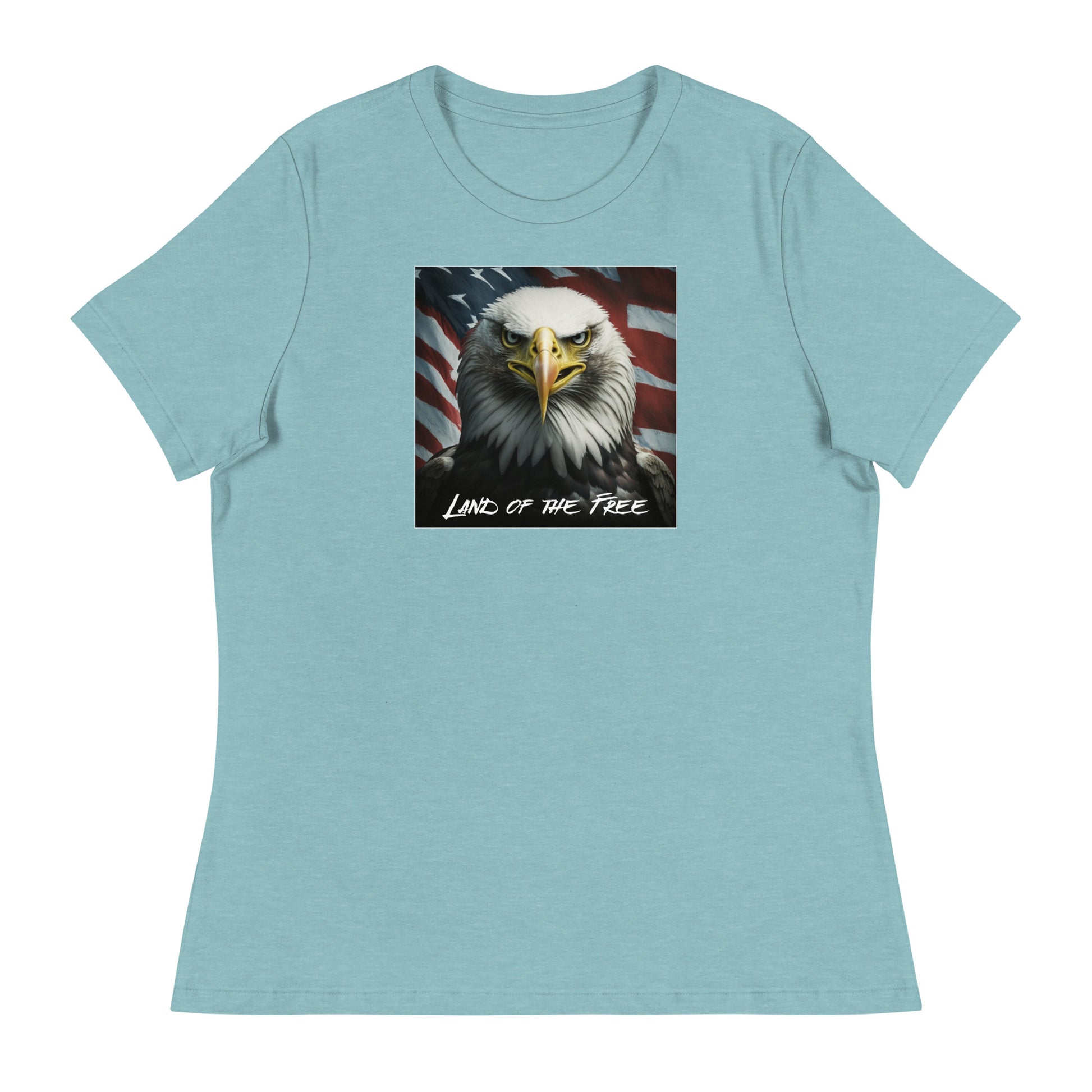 Land of the Free Graphic Women's T-Shirt Heather Blue Lagoon