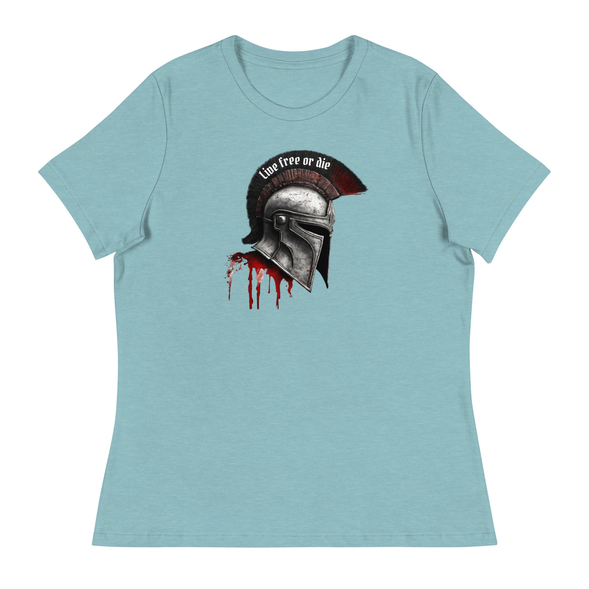 Live Free Spartan Women's Graphic T-Shirt Heather Blue Lagoon