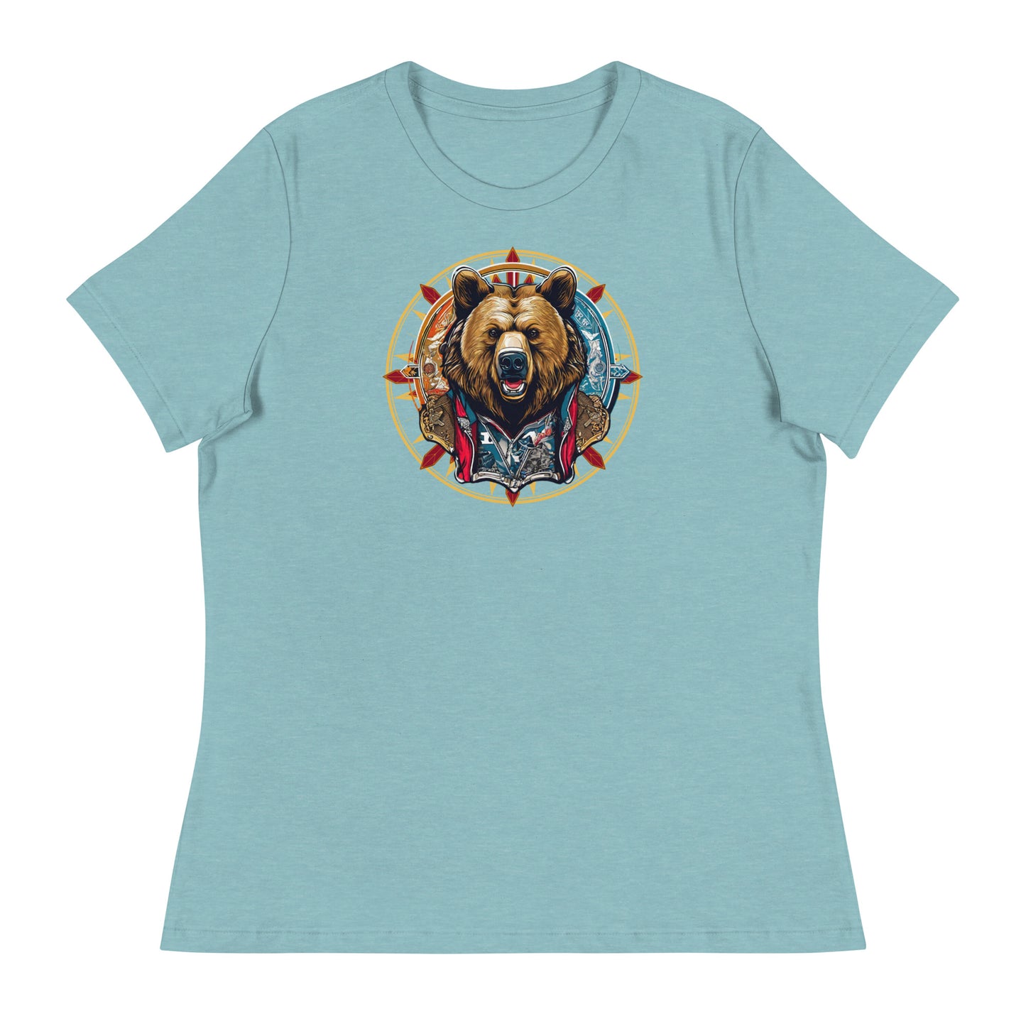Bear Emblem Women's Graphic T-Shirt Heather Blue Lagoon