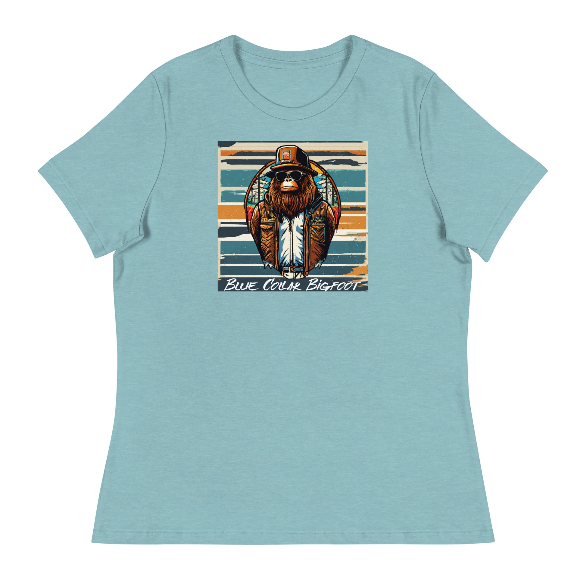 Blue-Collar Bigfoot Women's Graphic T-Shirt Heather Blue Lagoon
