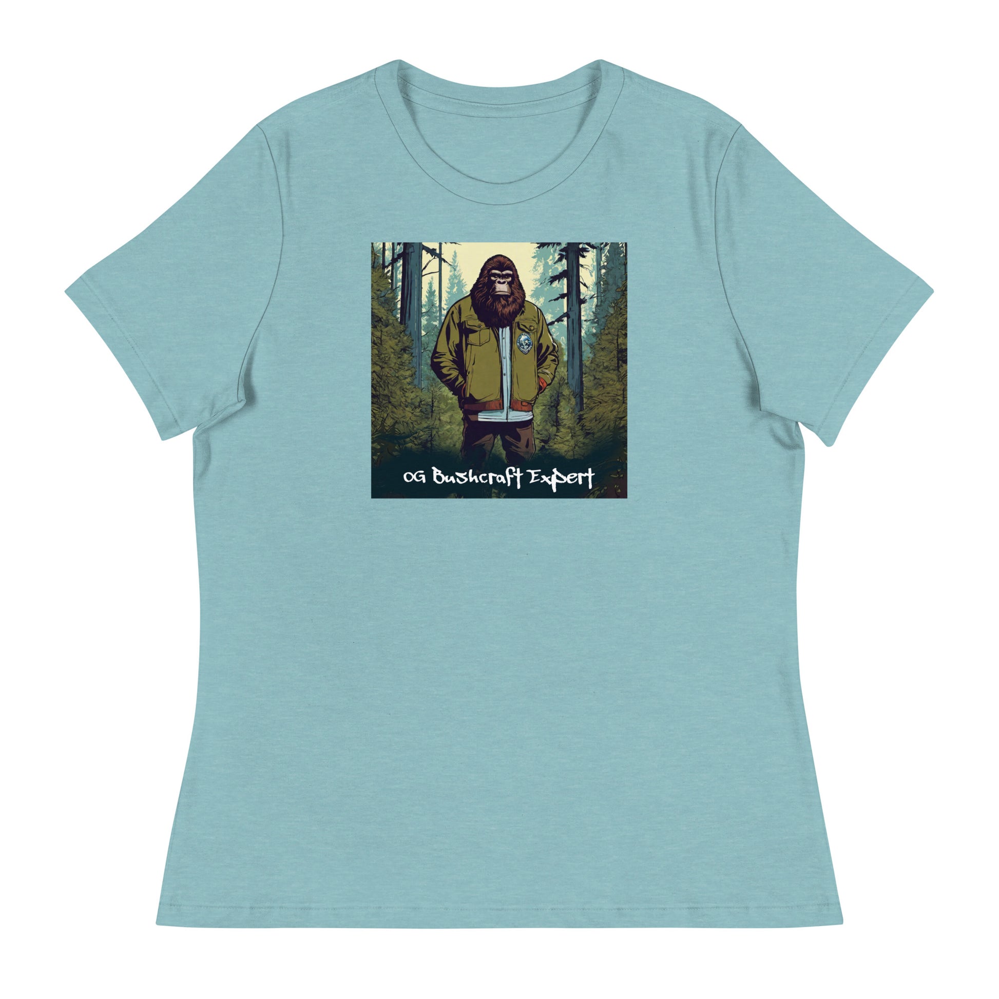 Sasquatch, The OG Bushcrafter Women's T-Shirt Heather Blue Lagoon