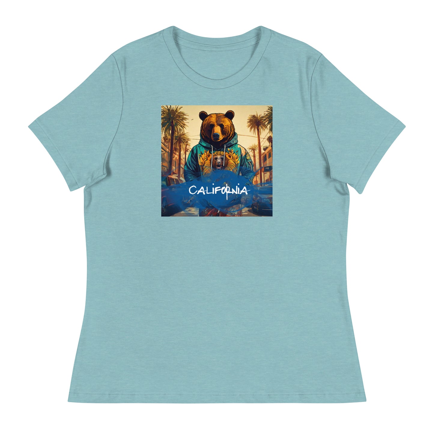 California Bear Women's T-Shirt Heather Blue Lagoon