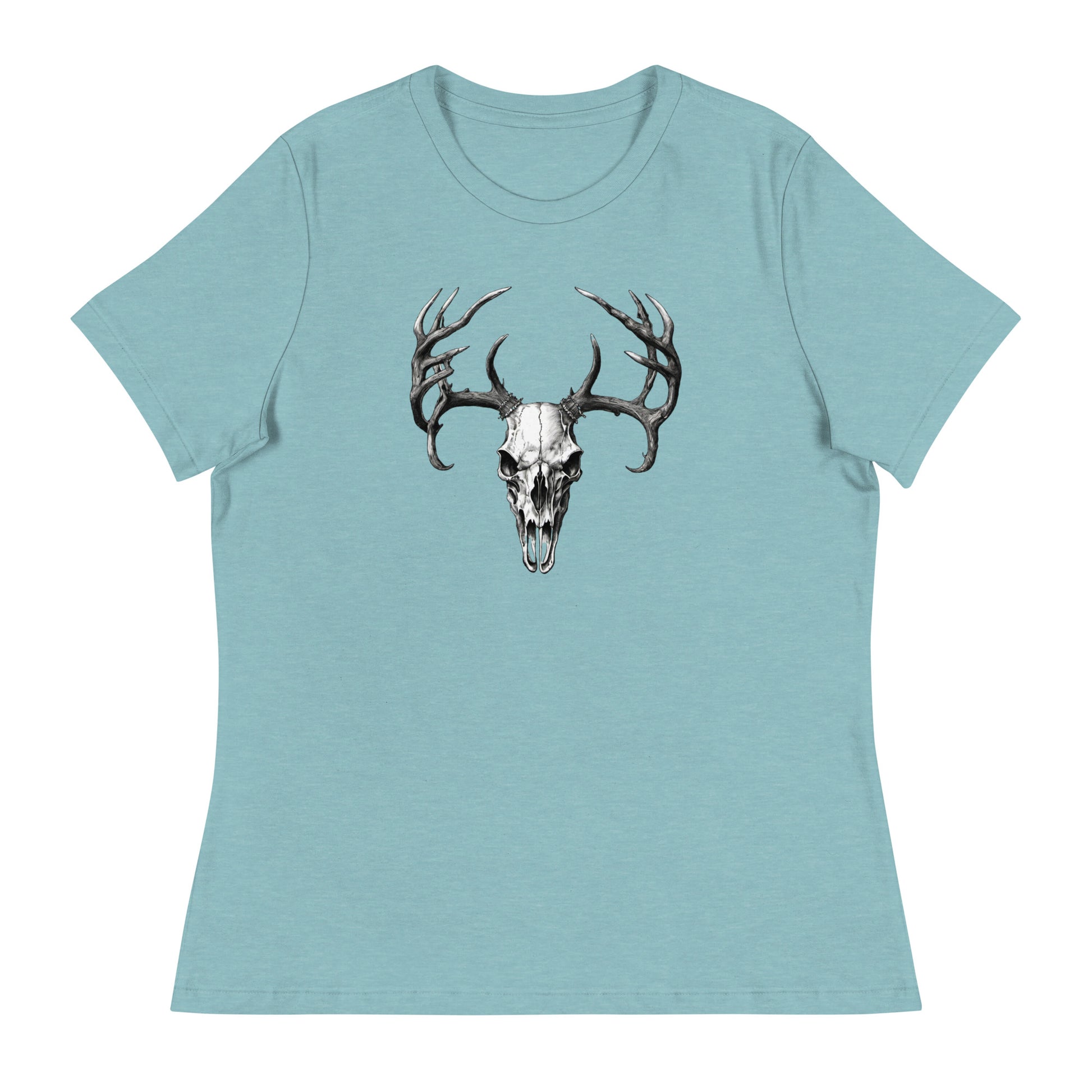 Deer Skull Women's T-Shirt Heather Blue Lagoon