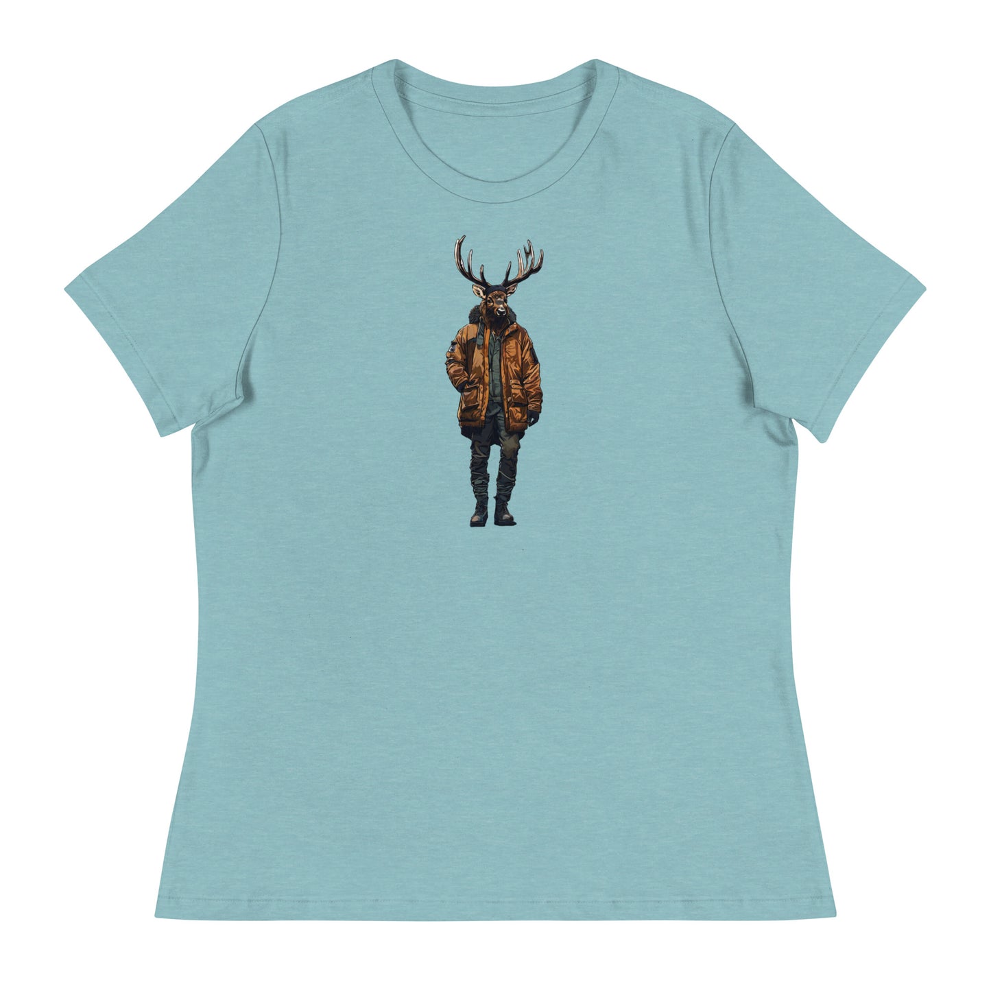 Urban Bull Elk Women's T-Shirt Heather Blue Lagoon