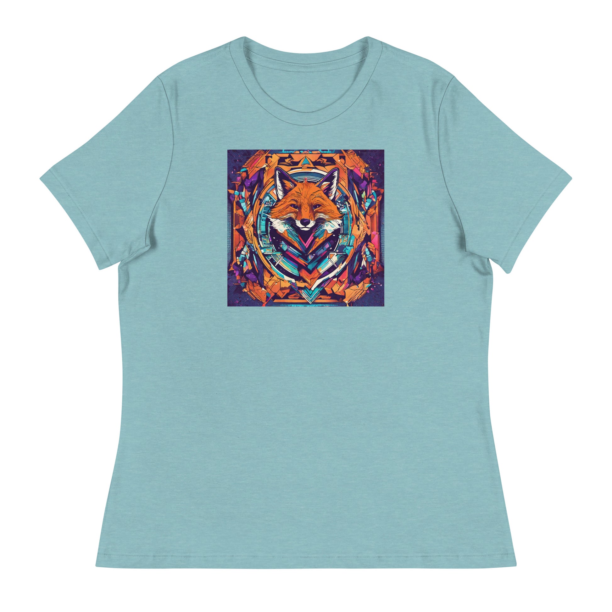 Colorful Fox Women's T-Shirt Heather Blue Lagoon