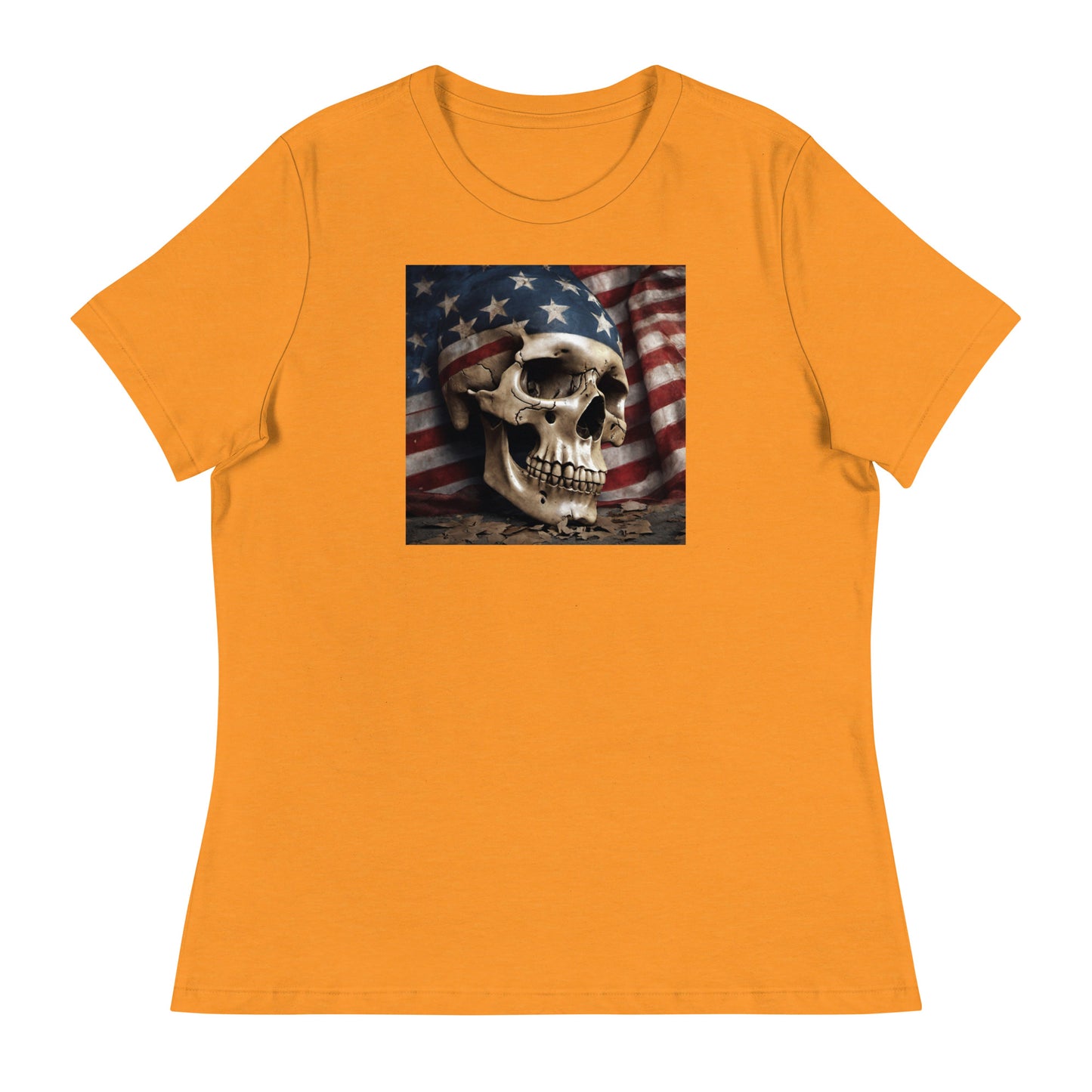 Skull and Flag Print Women's T-Shirt Heather Marmalade