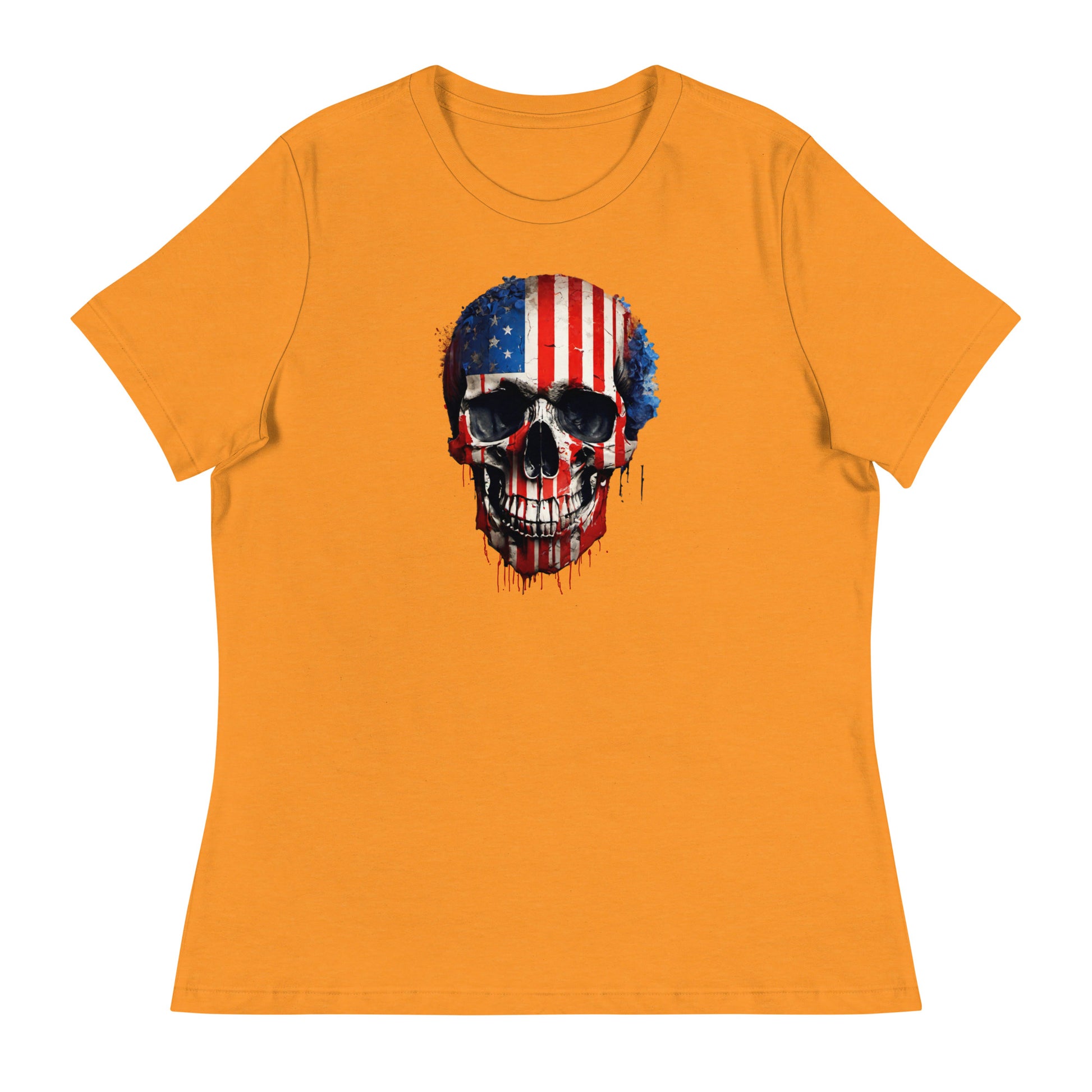 Red, White, & Blue Skull Women's T-Shirt Heather Marmalade