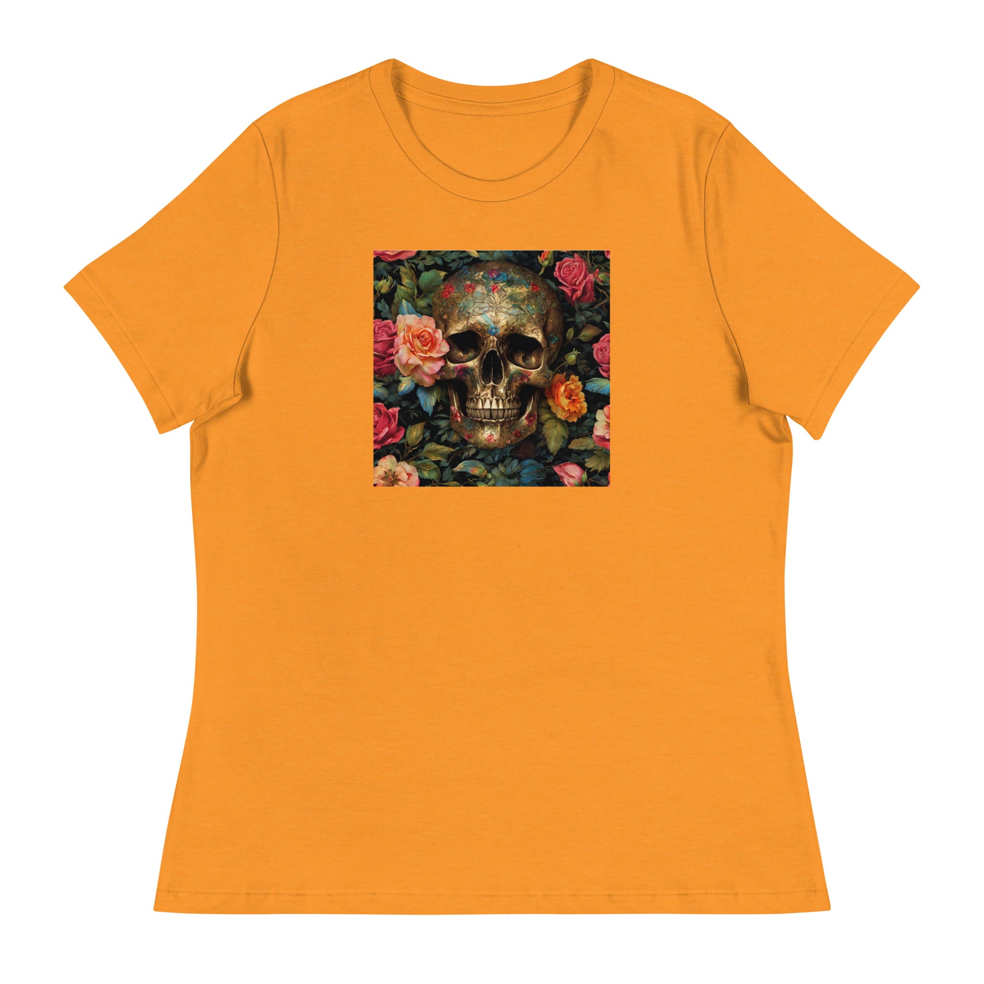 Skull and Roses Graphic Women's T-Shirt Heather Marmalade