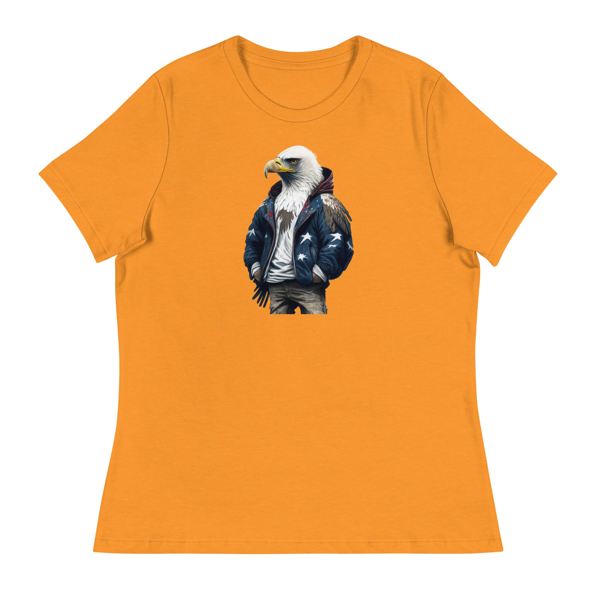 Patriotic American Bald Eagle Women's T-Shirt Heather Marmalade