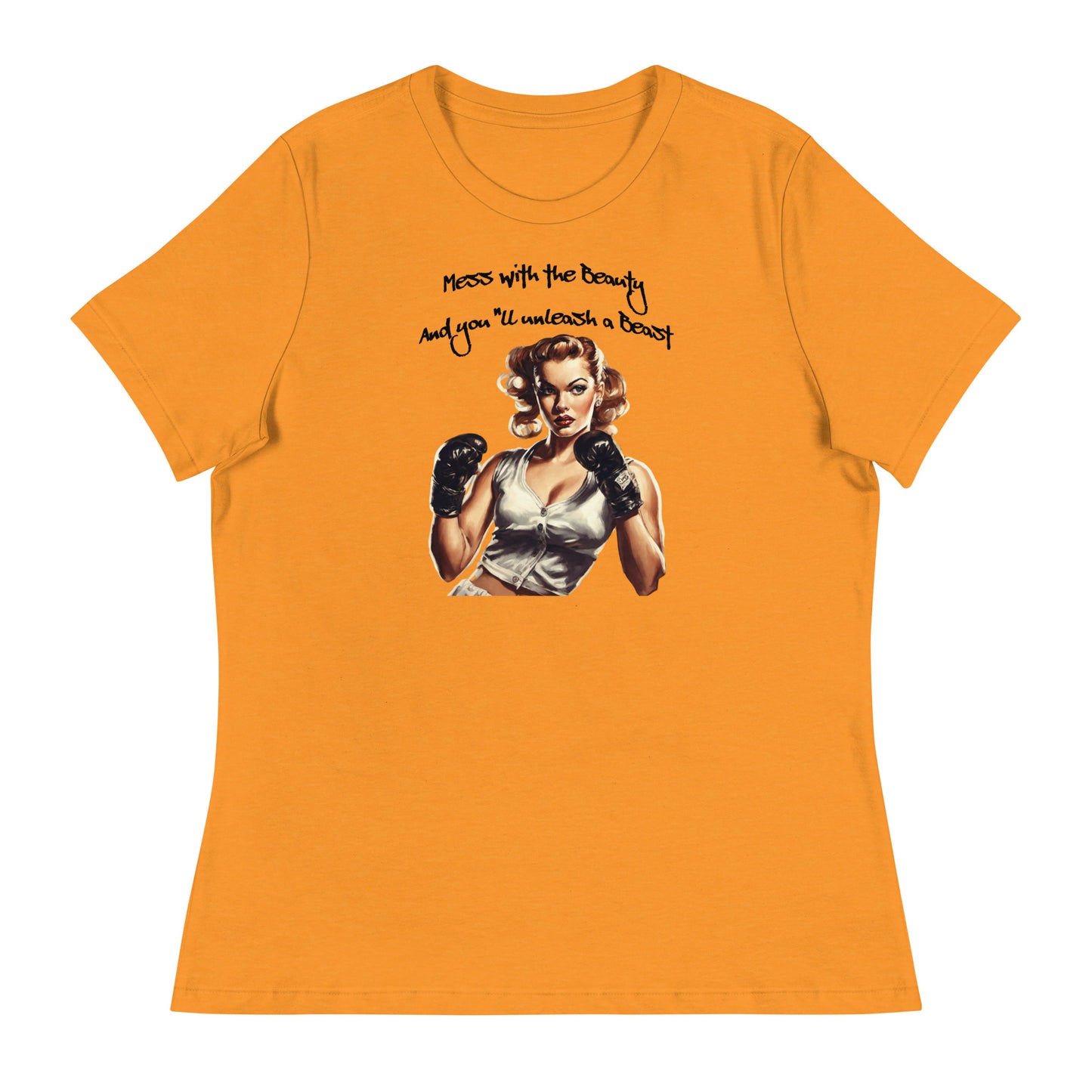 Mess with the Beauty, Unleash the Beast Women's Strength T-Shirt Heather Marmalade