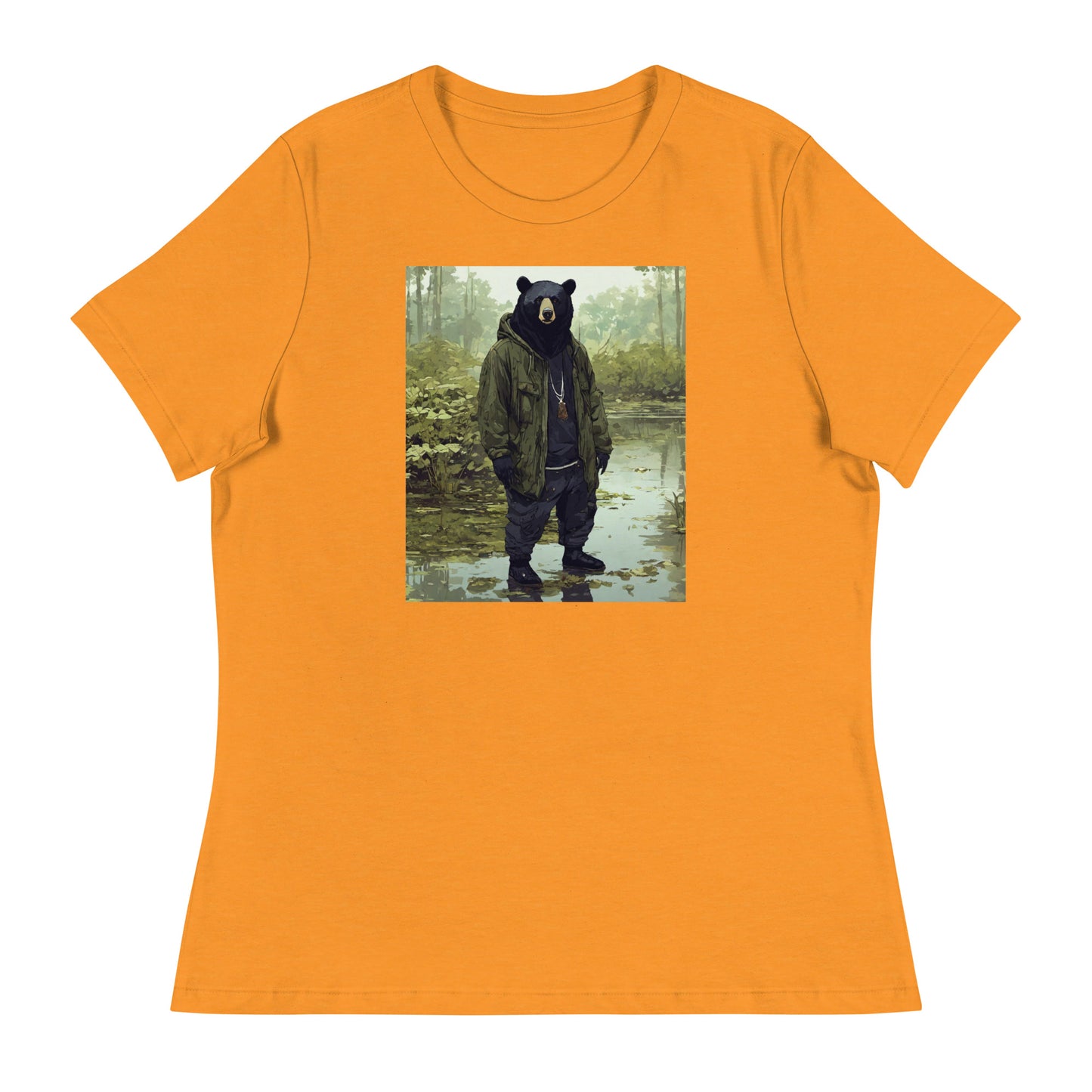 Stoic Black Bear Women's Graphic T-Shirt Heather Marmalade