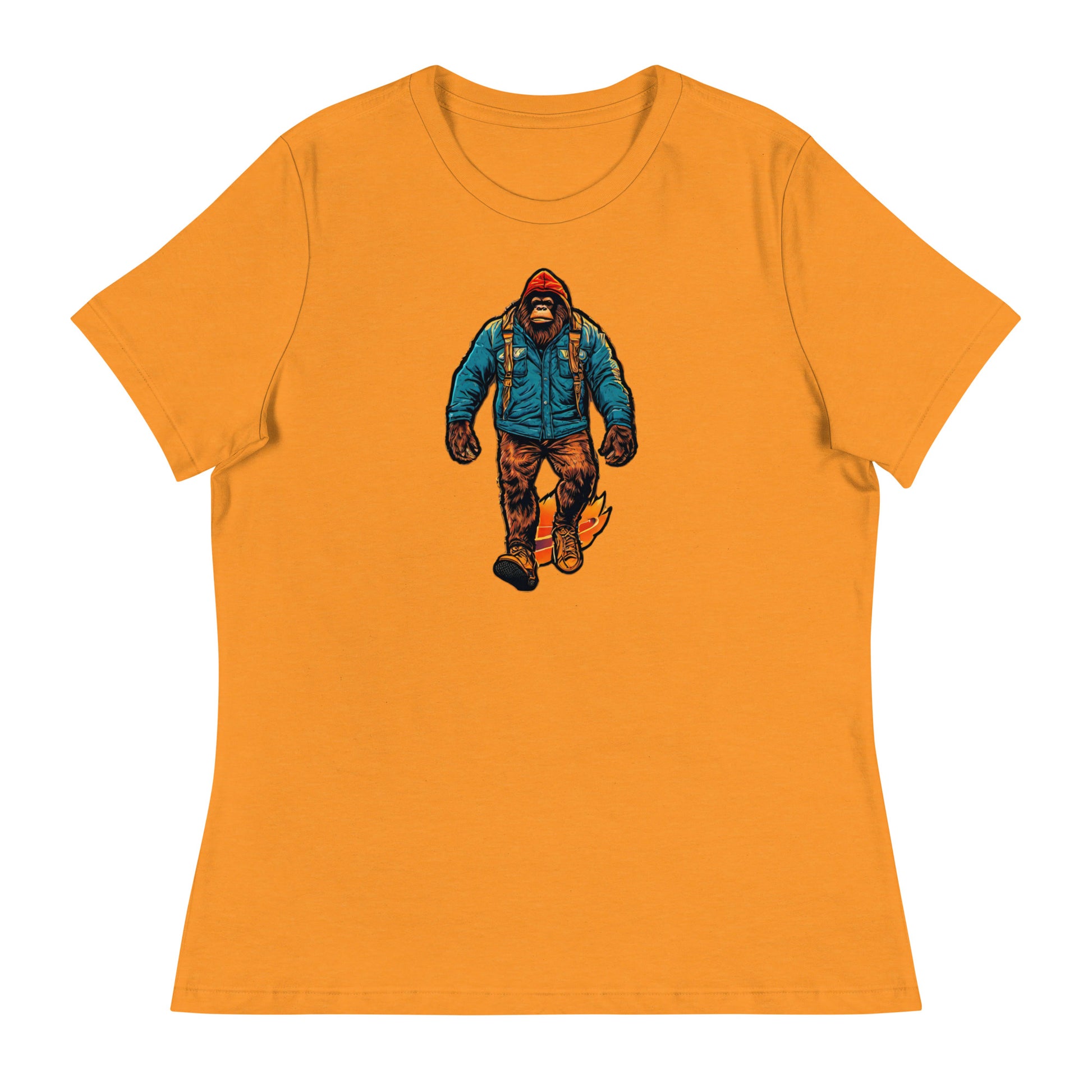 Bigfoot on a Hike Women's Graphic T-Shirt Heather Marmalade
