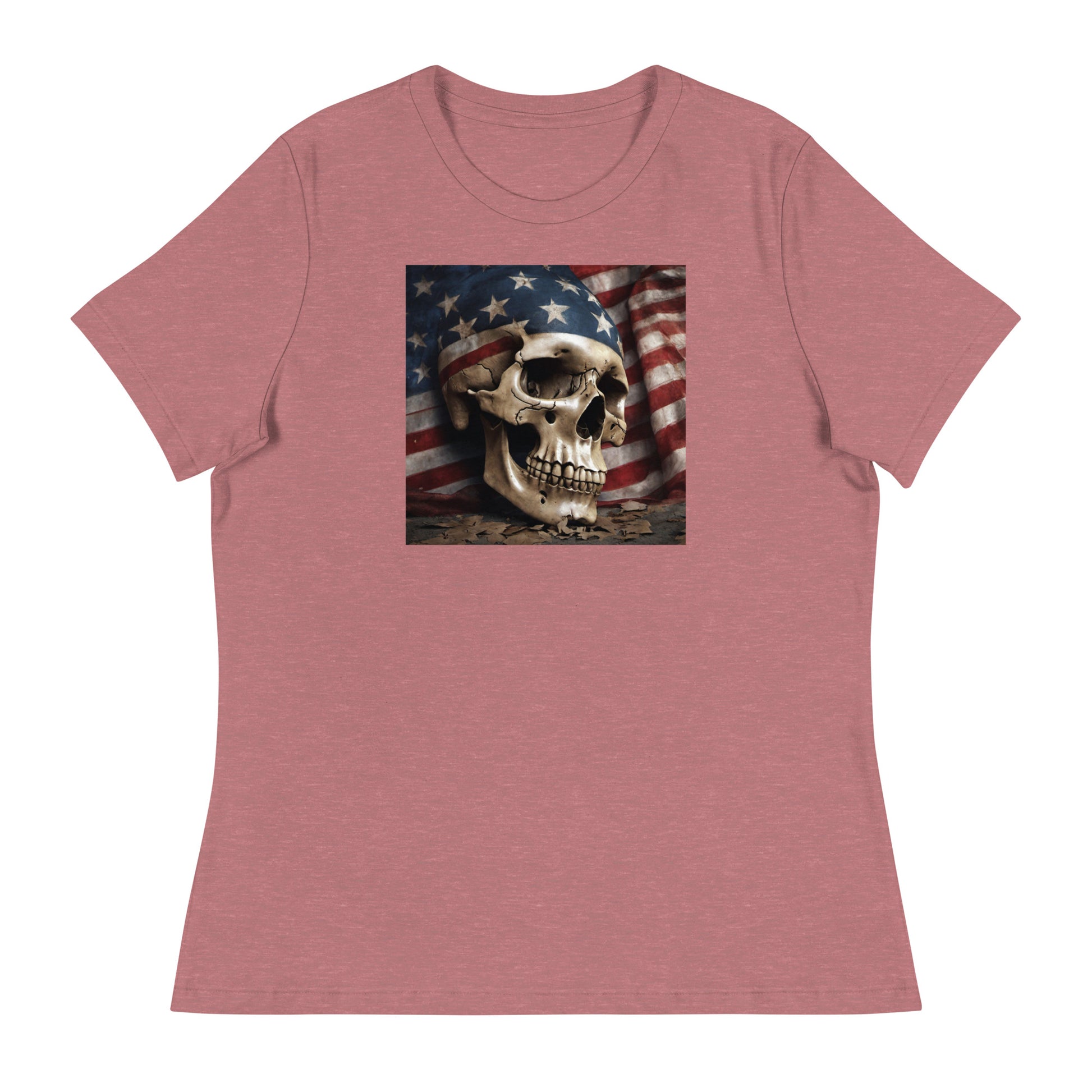 Skull and Flag Print Women's T-Shirt Heather Mauve
