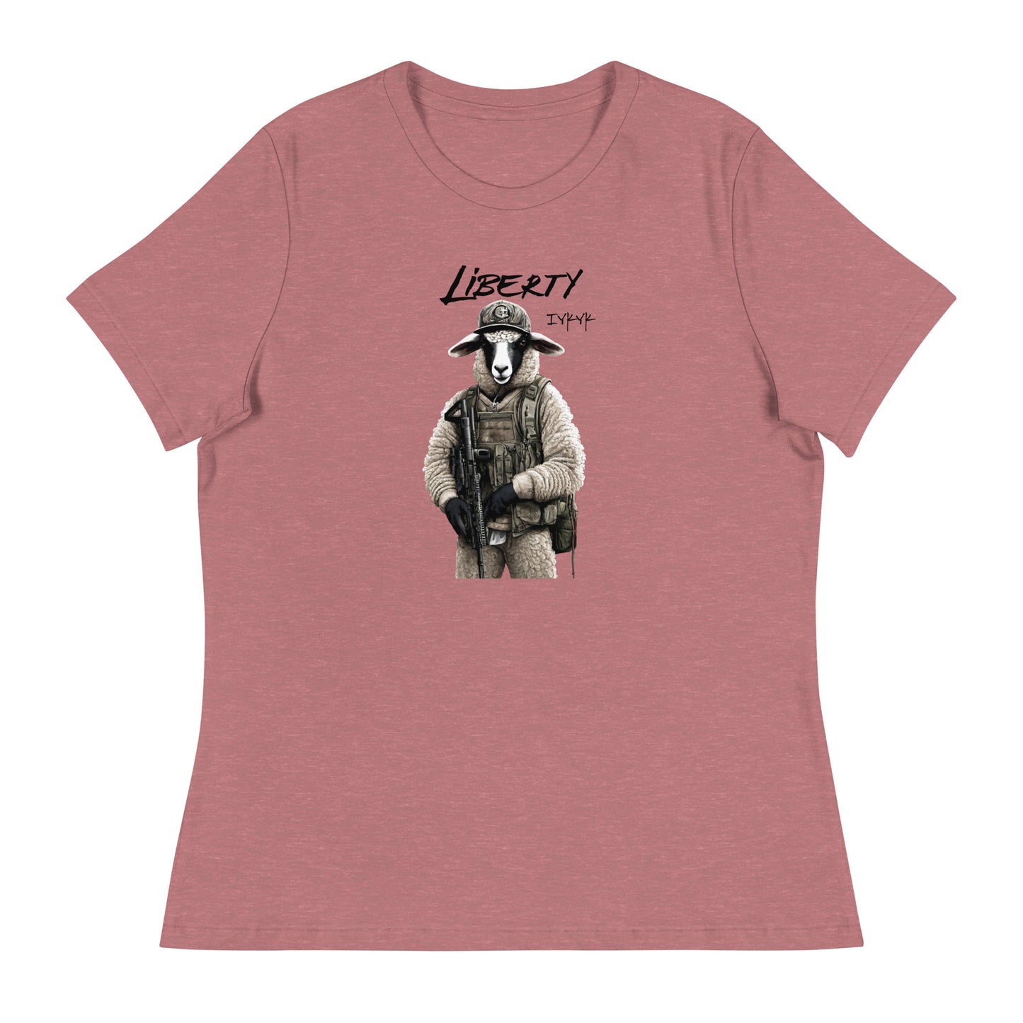 Liberty Lamb 2nd Amendment Women's Graphic T-Shirt Heather Mauve