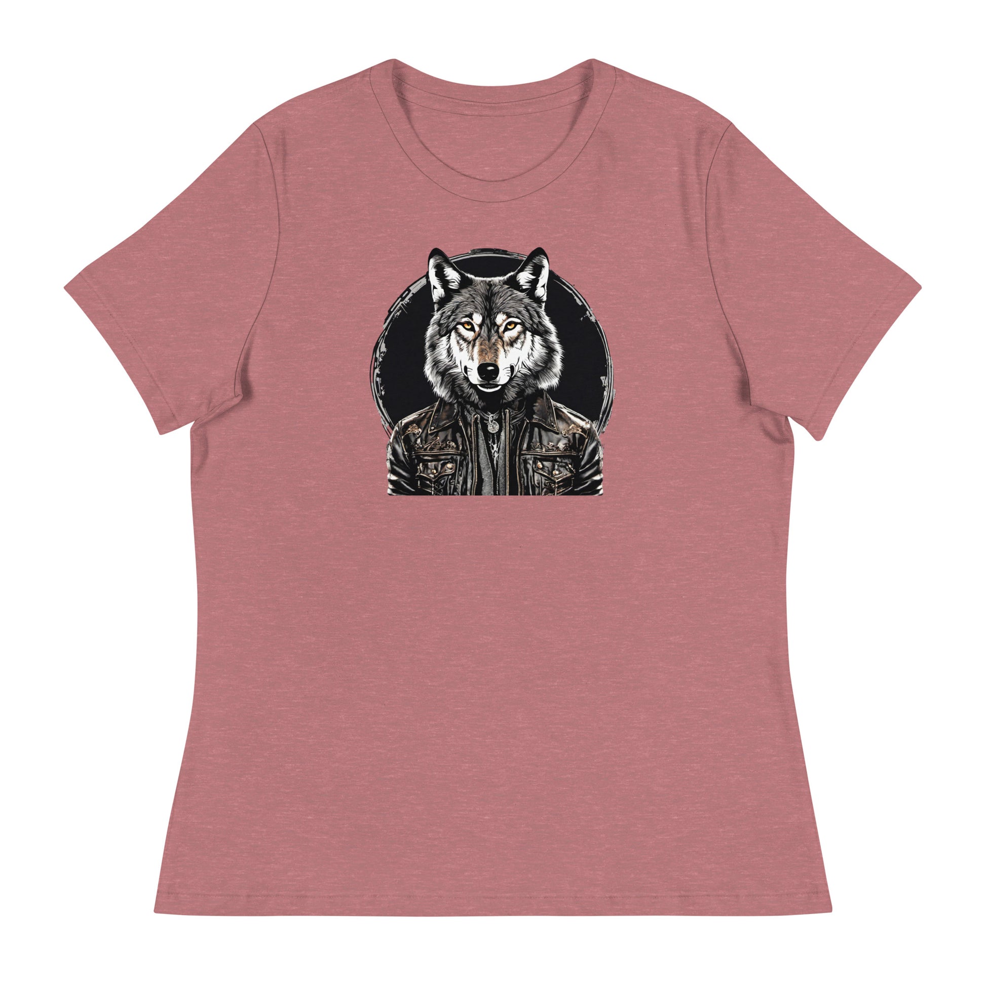 Golden-Eyed Lone Wolf Women's T-Shirt Heather Mauve