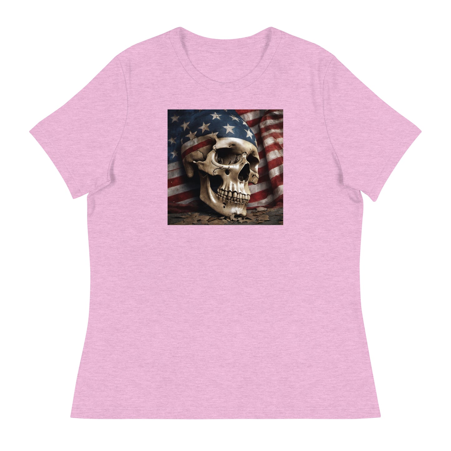 Skull and Flag Print Women's T-Shirt Heather Prism Lilac
