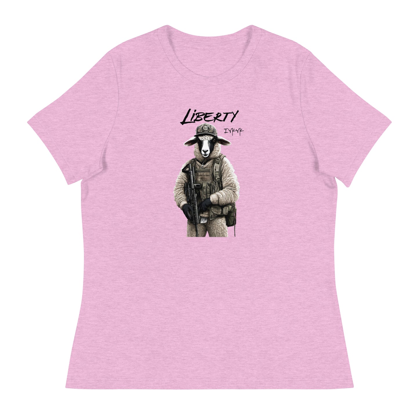 Liberty Lamb 2nd Amendment Women's Graphic T-Shirt Heather Prism Lilac
