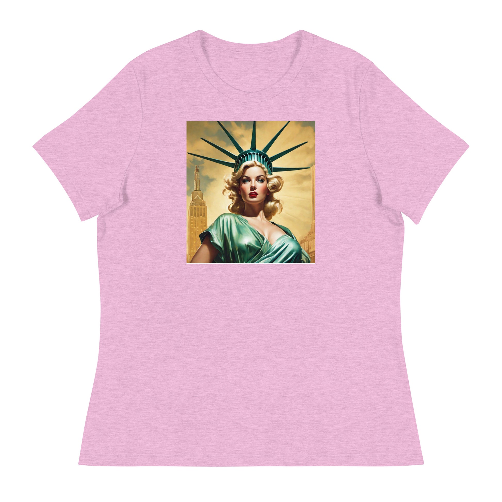 Beautiful Lady Liberty Women's T-Shirt Heather Prism Lilac