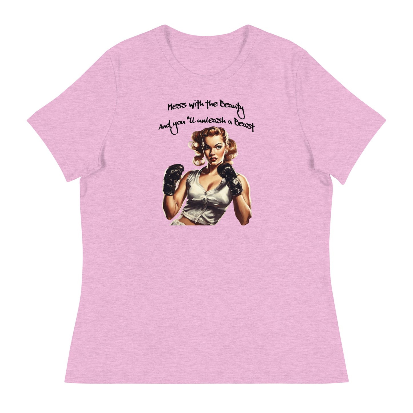 Mess with the Beauty, Unleash the Beast Women's Strength T-Shirt Heather Prism Lilac