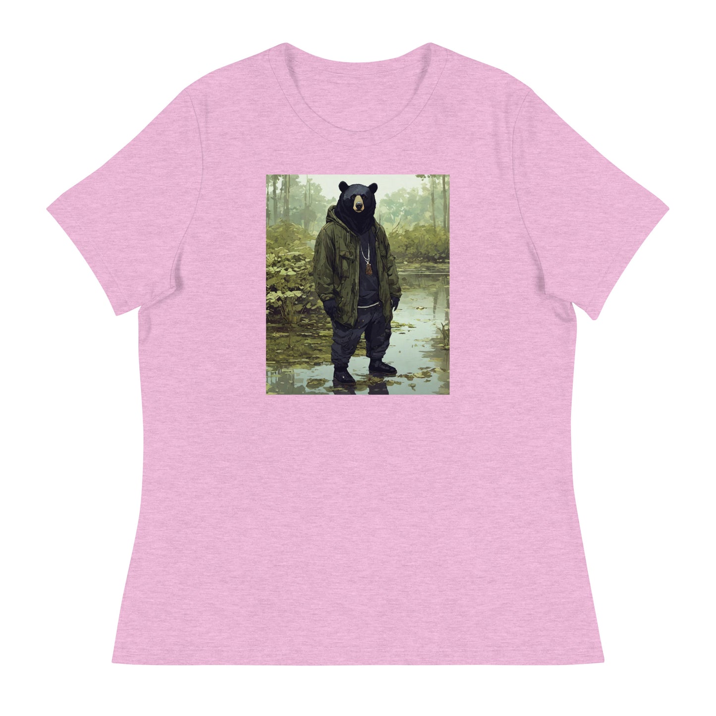 Stoic Black Bear Women's Graphic T-Shirt Heather Prism Lilac