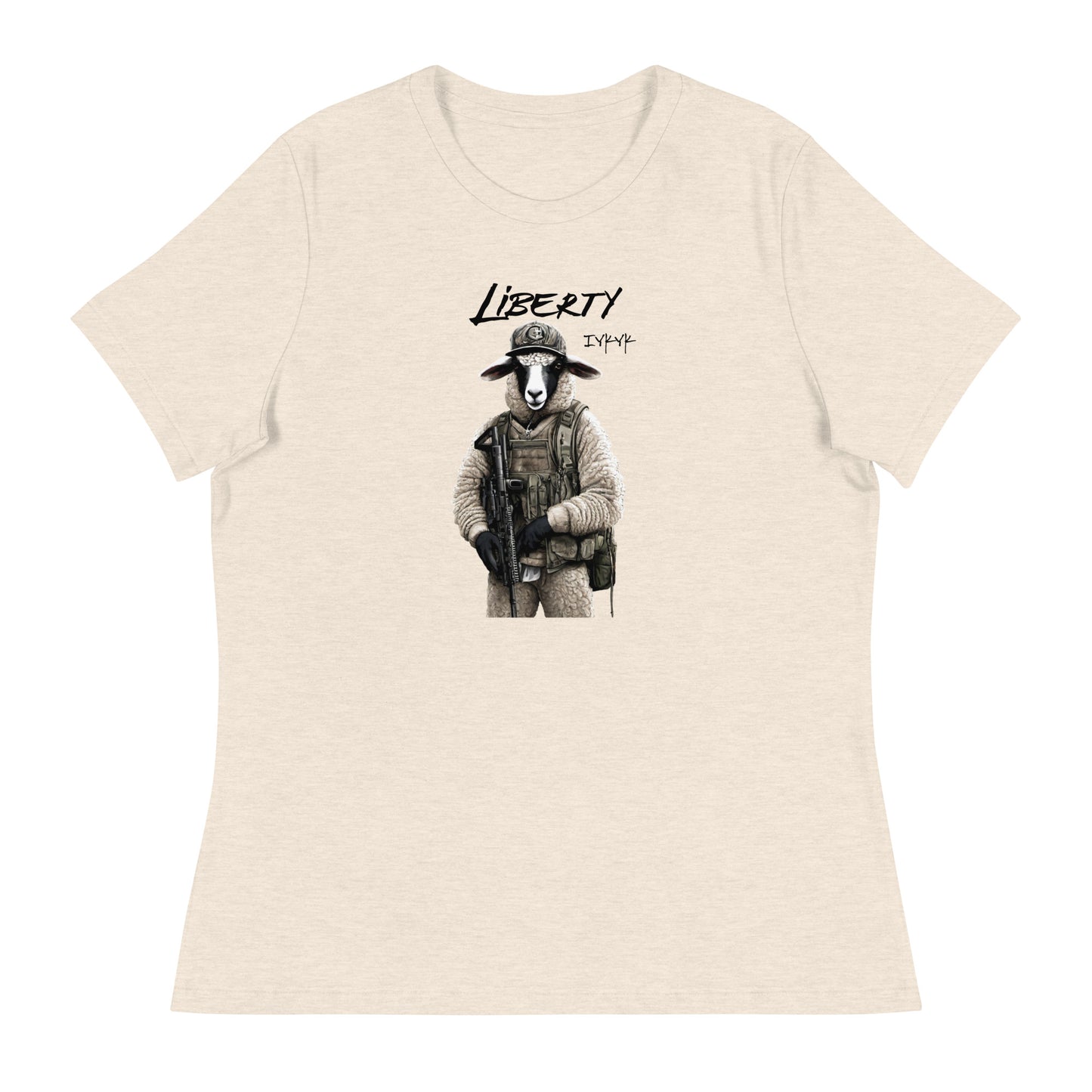 Liberty Lamb 2nd Amendment Women's Graphic T-Shirt Heather Prism Natural