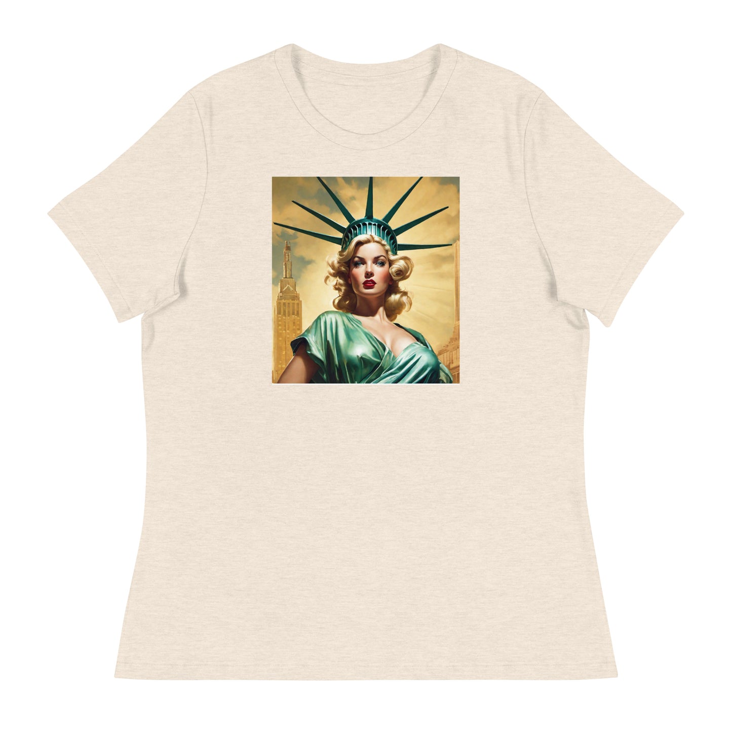 Beautiful Lady Liberty Women's T-Shirt Heather Prism Natural