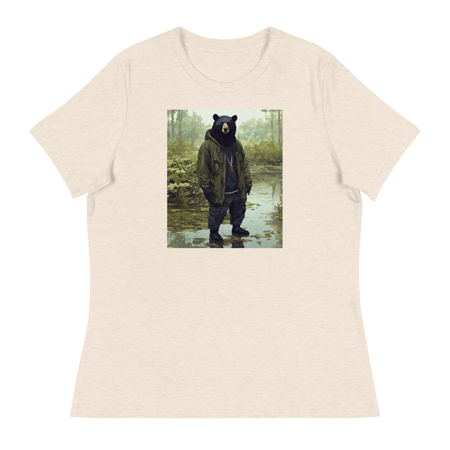 Stoic Black Bear Women's Graphic T-Shirt Heather Prism Natural
