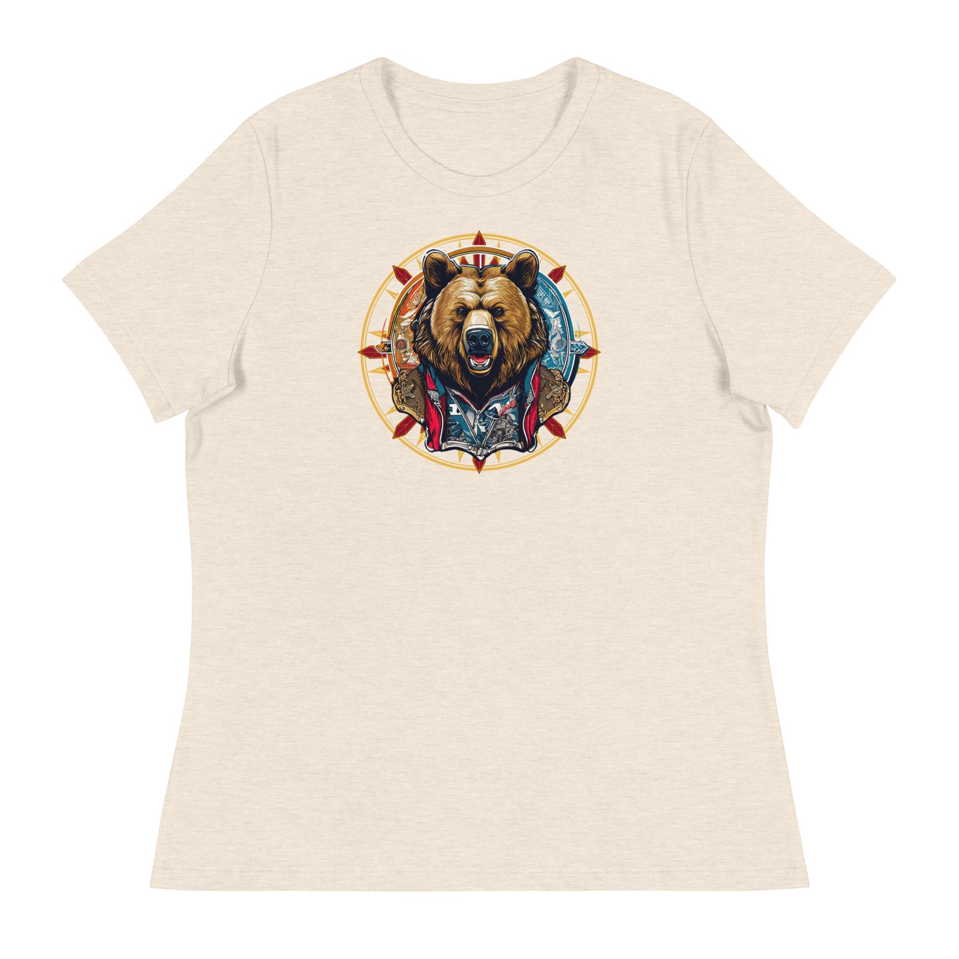 Bear Emblem Women's Graphic T-Shirt Heather Prism Natural