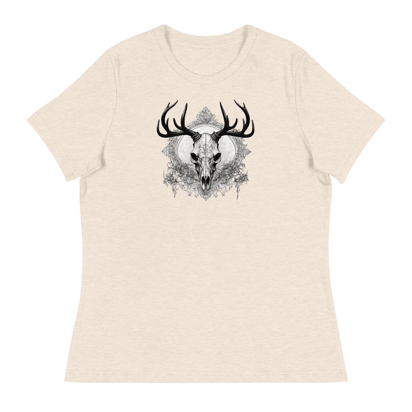 Decorative Deer Skull Women's T-Shirt Heather Prism Natural